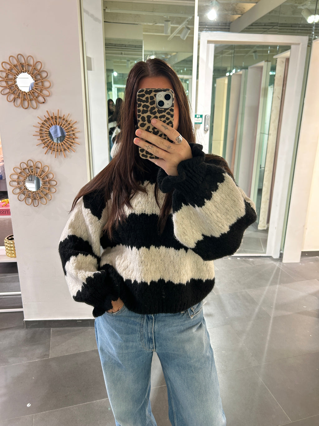 Noor Striped Sweater Black/Beige