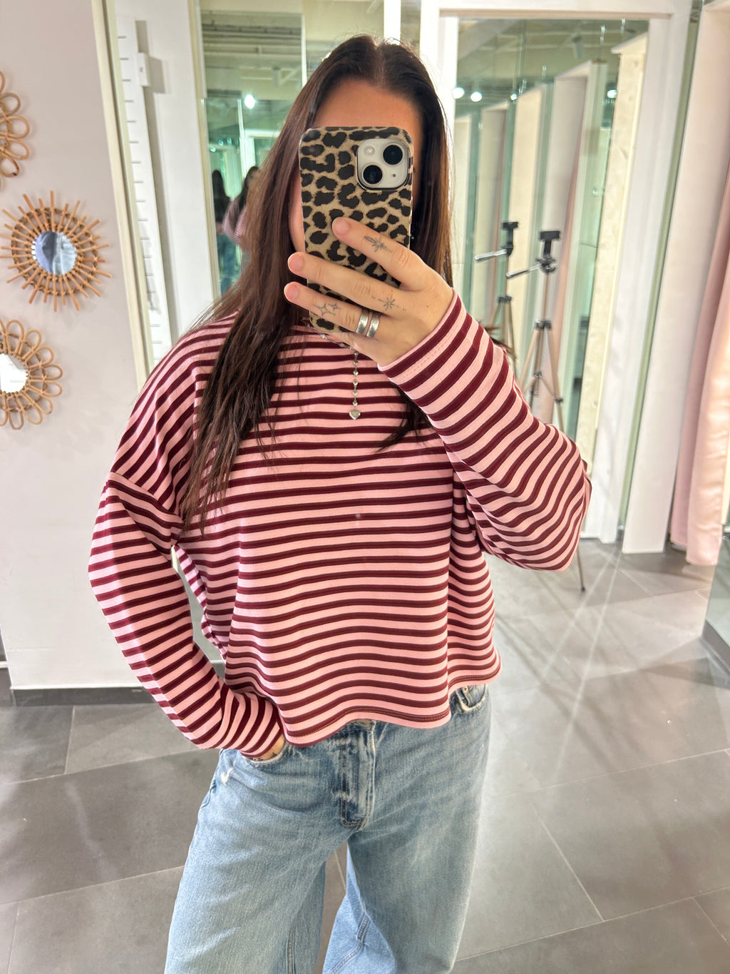 Longsleeve Striped Burgundy/Pink