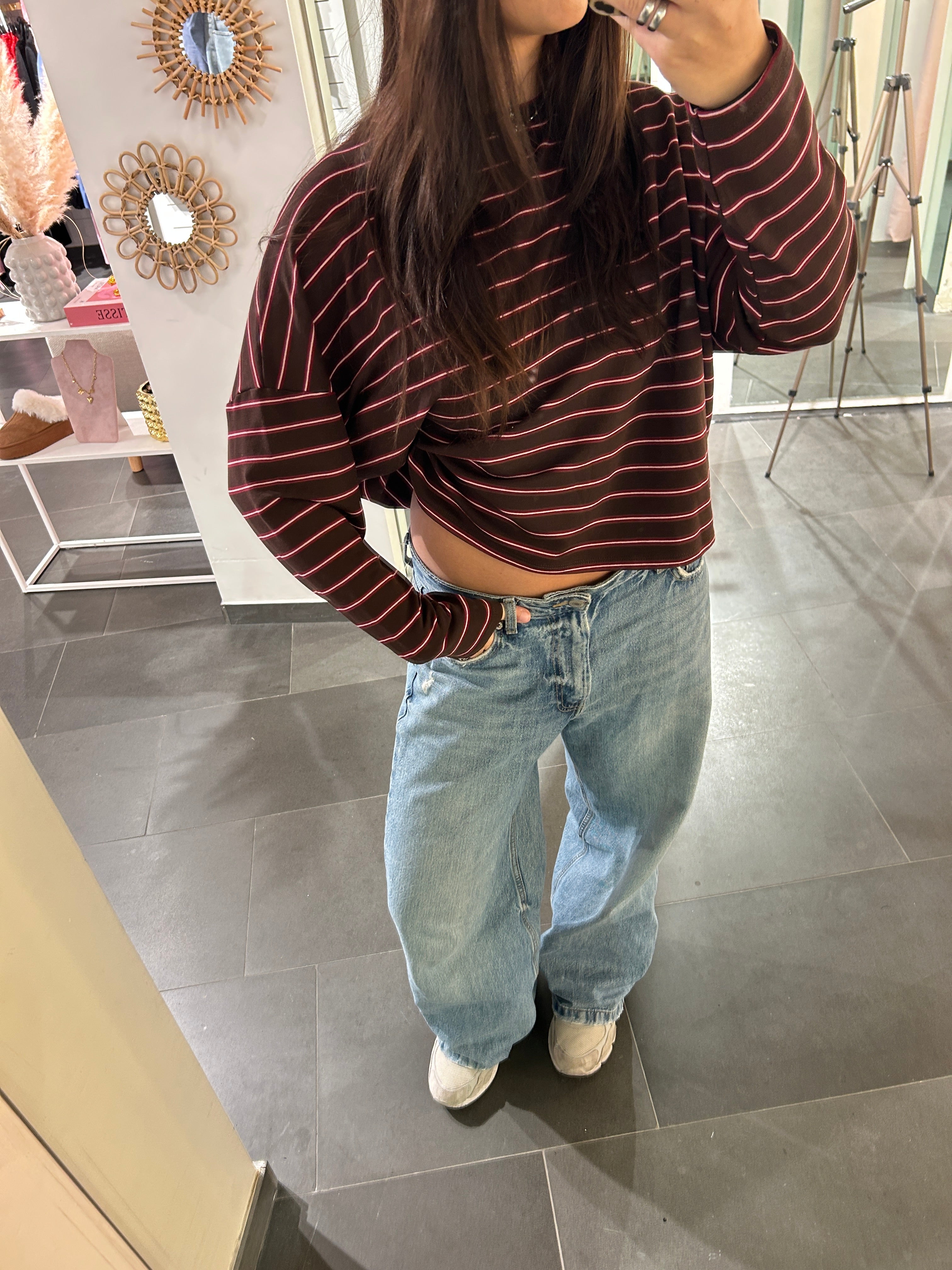 Longsleeve Striped Pink/Brown