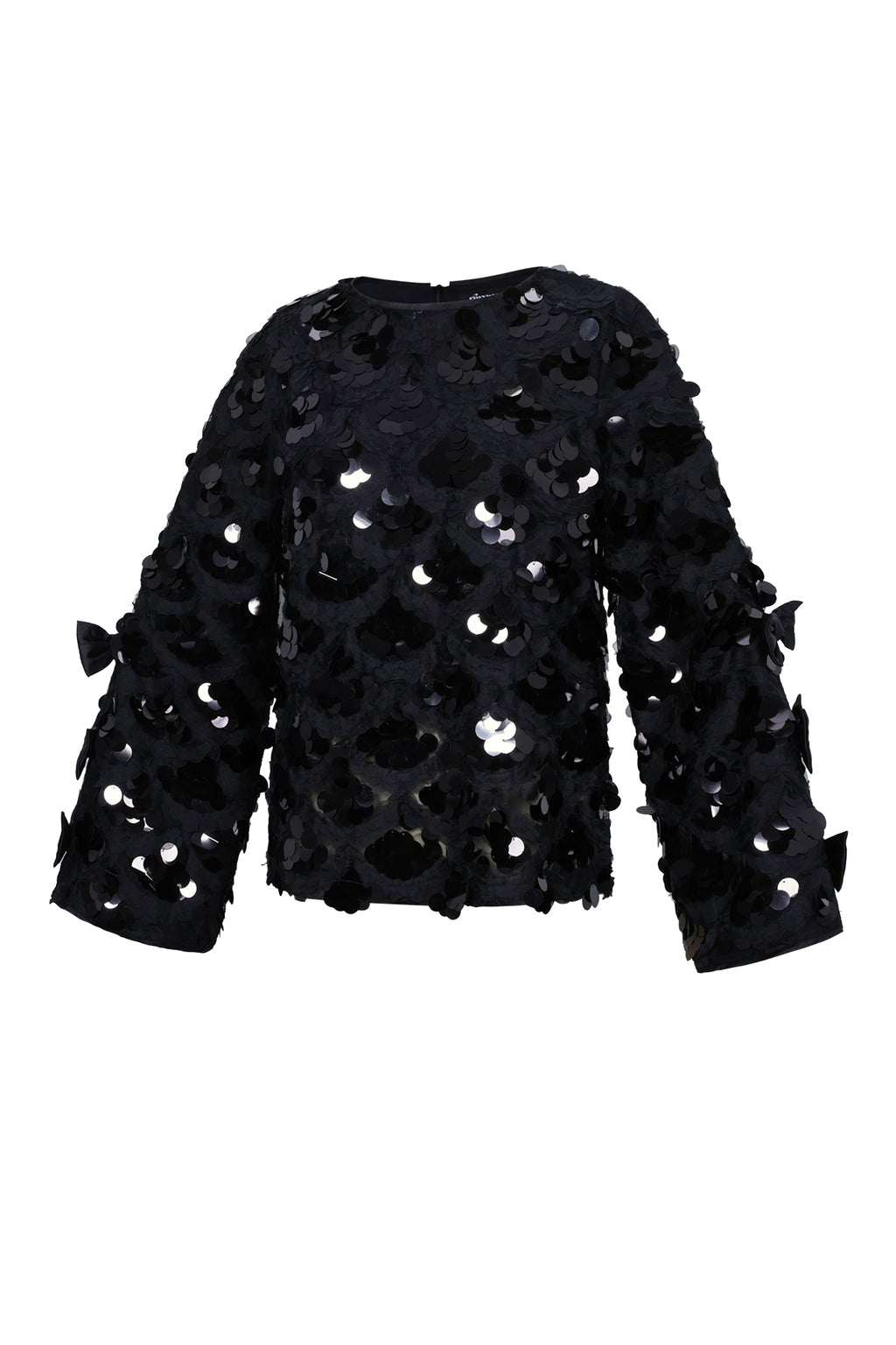 Woven Polyester Fiber Women's Long Sleeve Tops Elegant Sequins Statement