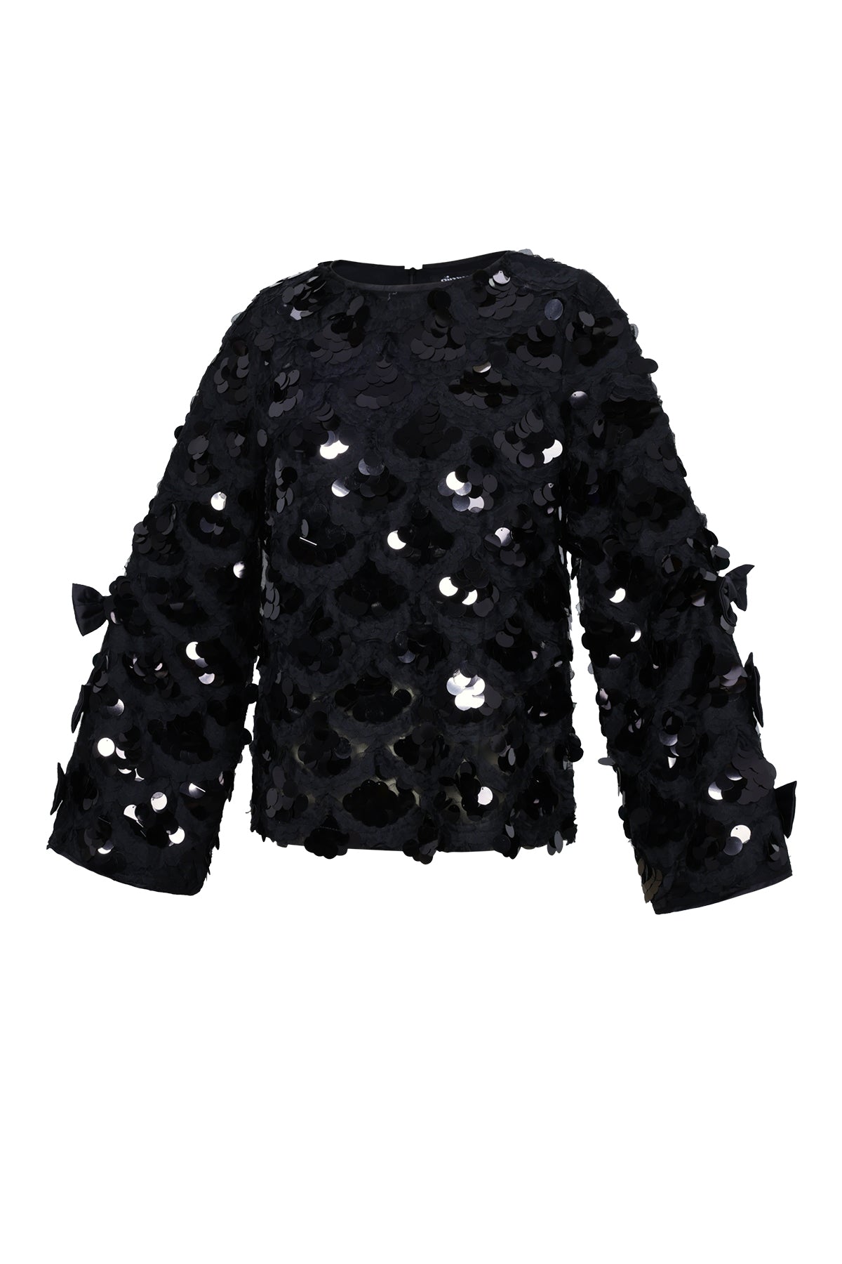 Woven Polyester Fiber Women's Long Sleeve Tops Elegant Sequins Statement
