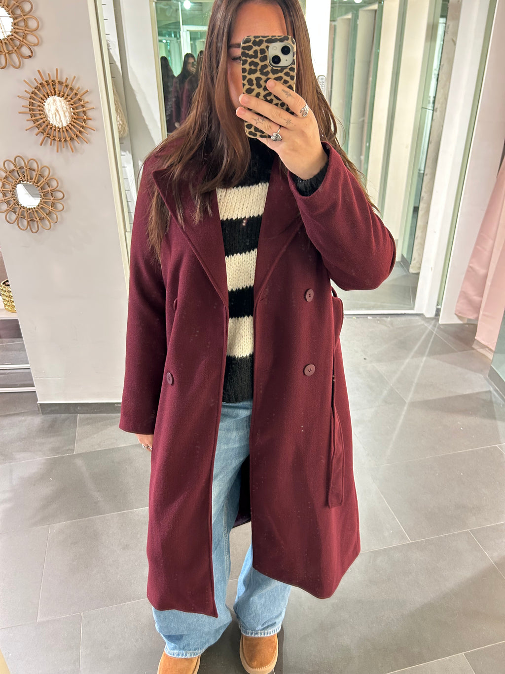 Long Trench Coat Burgundy