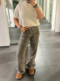 Leopard Wide Leg Mid Waist Tall Jeans