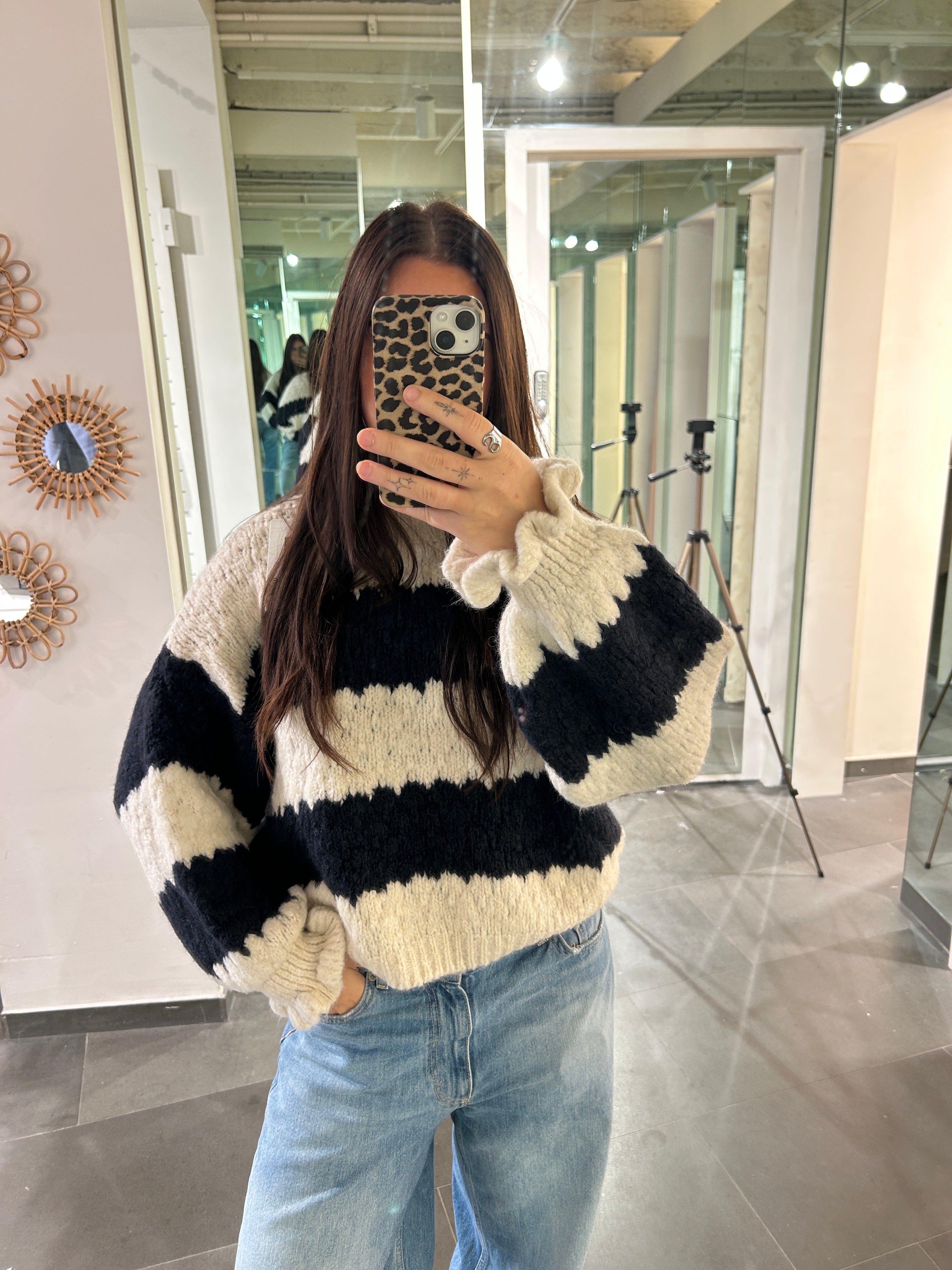Noor Striped Sweater Blue/Beige