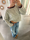Striped Sweater Bordeaux/Grey