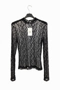 Lace Top Glitter Turtleneck Black