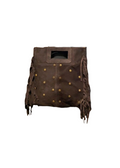Fringe Studs Leather Bag Choco