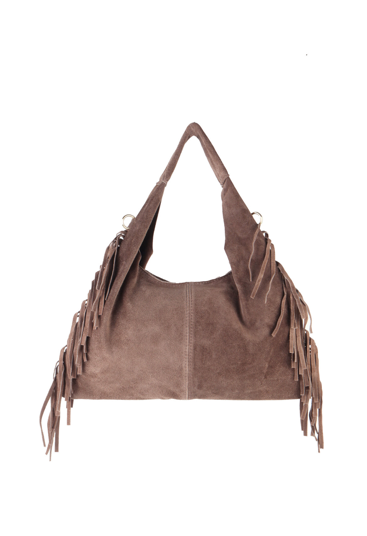 Suede Leather Fringe Bag Taupe