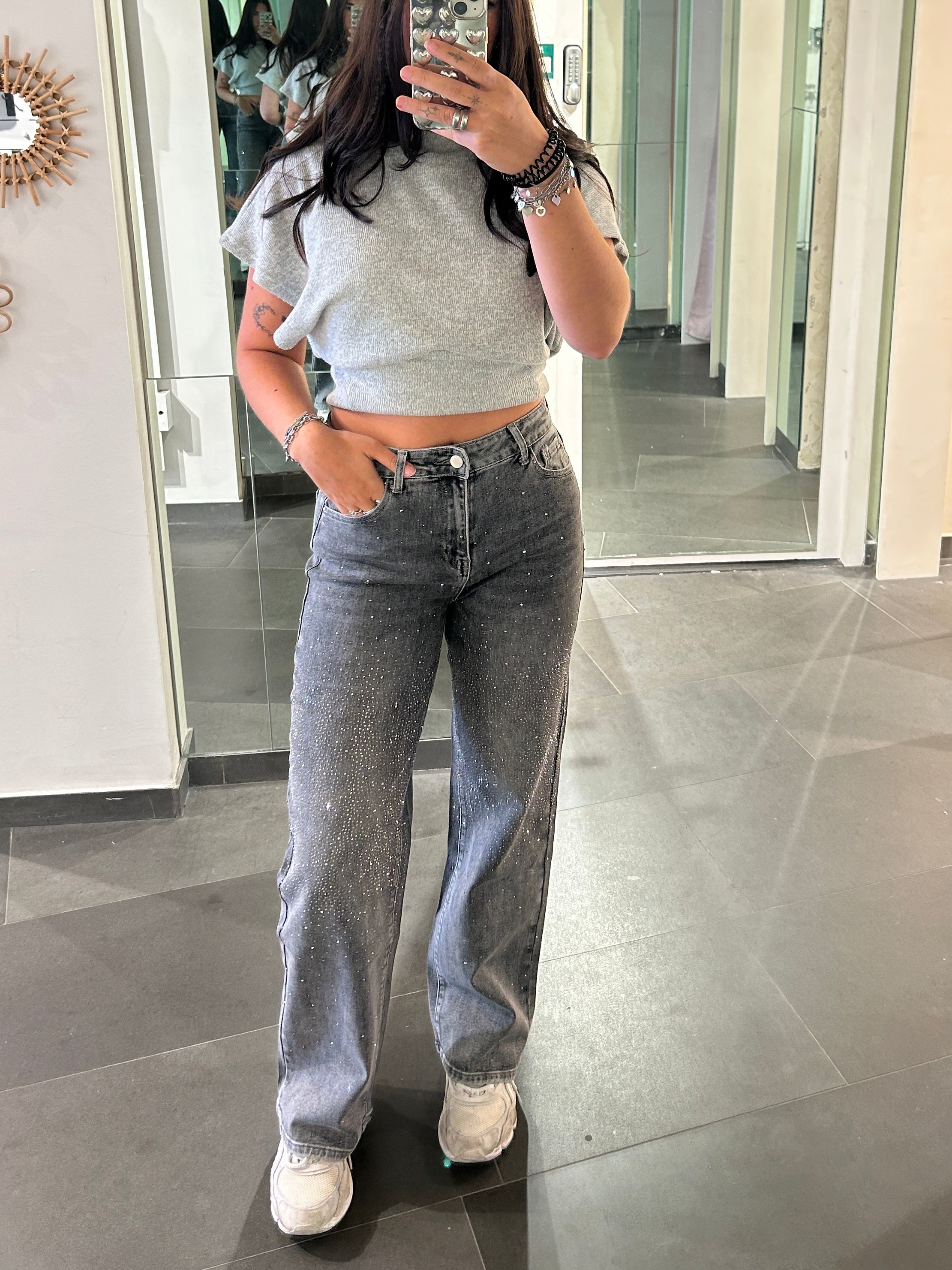 Diamond Straight Leg Jeans Grey