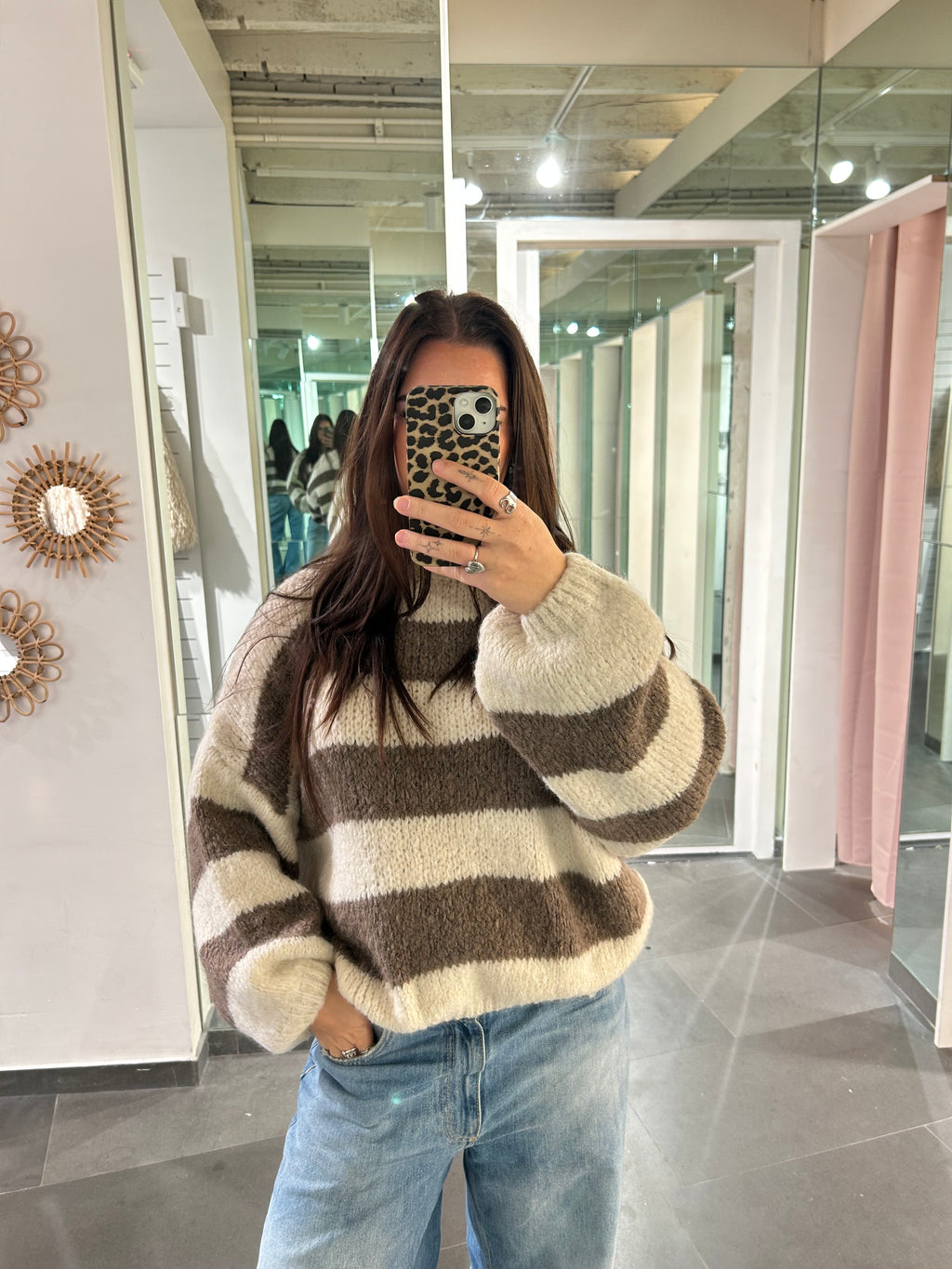 Classy Sweater Striped Taupe/Beige