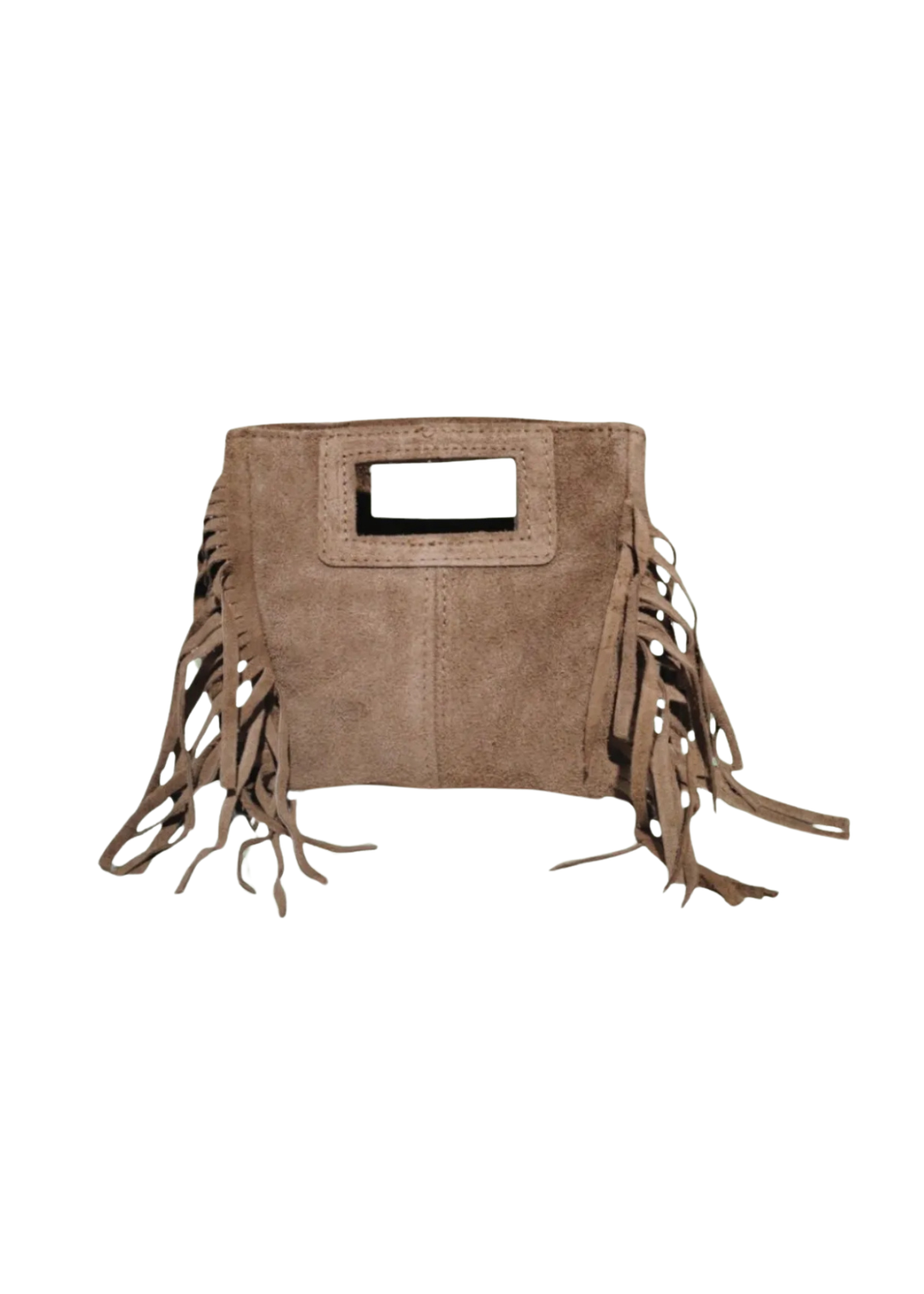 Fringe Leather Bag Small Taupe