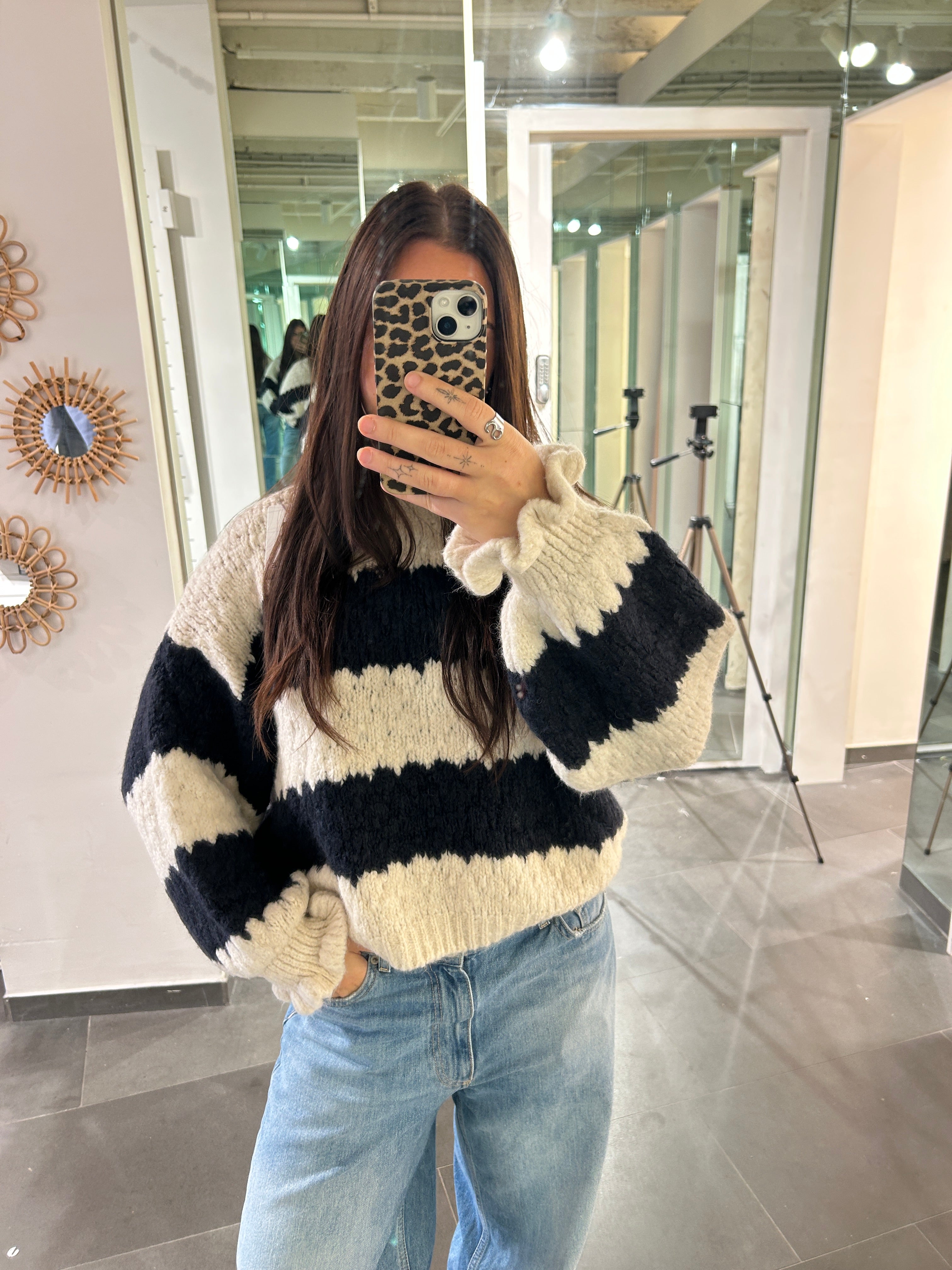 Noor Striped Sweater Blue/Beige