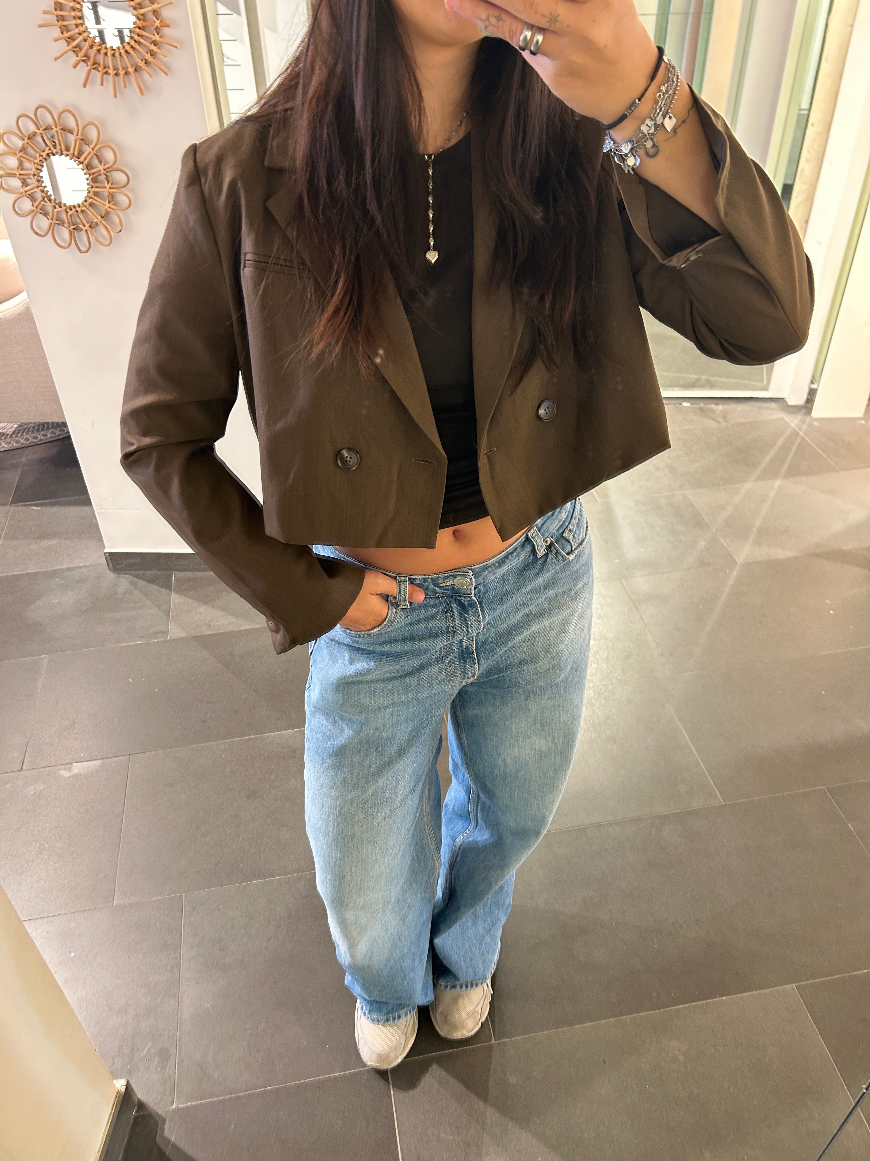 Cropped Blazer Brown