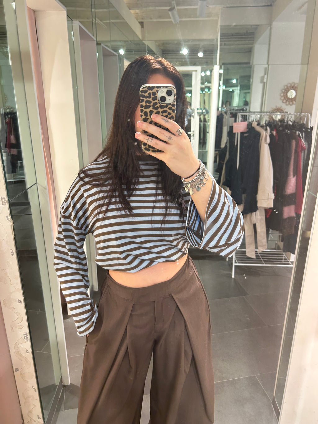 Giorgia Striped Top Brown/Blue