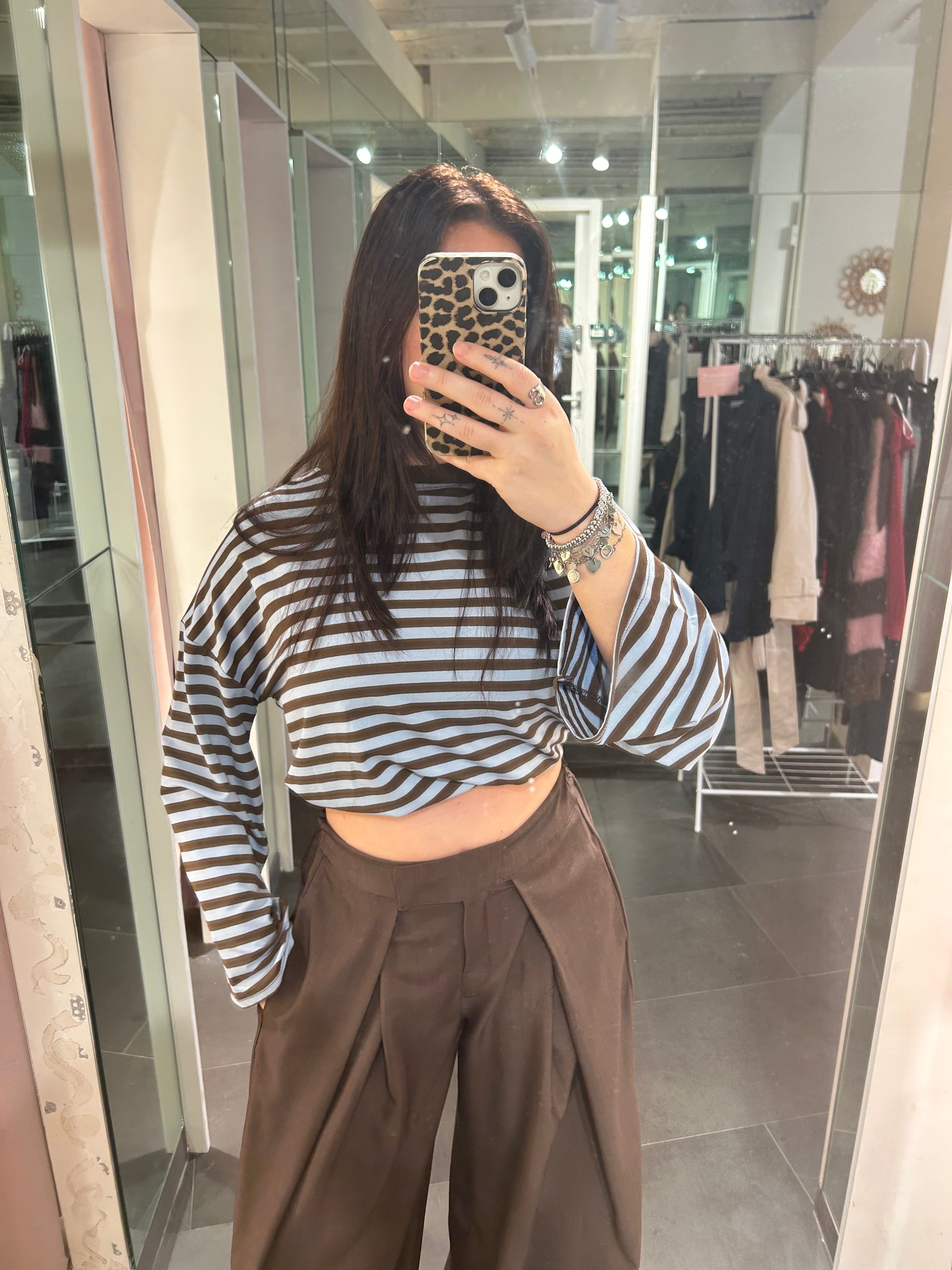 Giorgia Striped Top Brown/Blue