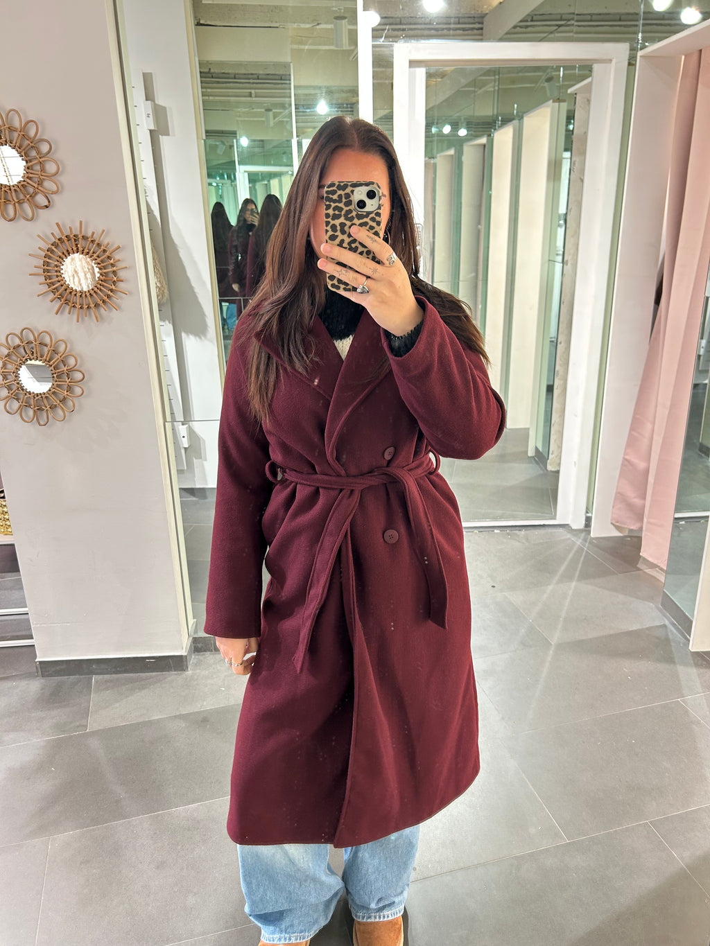 Long Trench Coat Burgundy