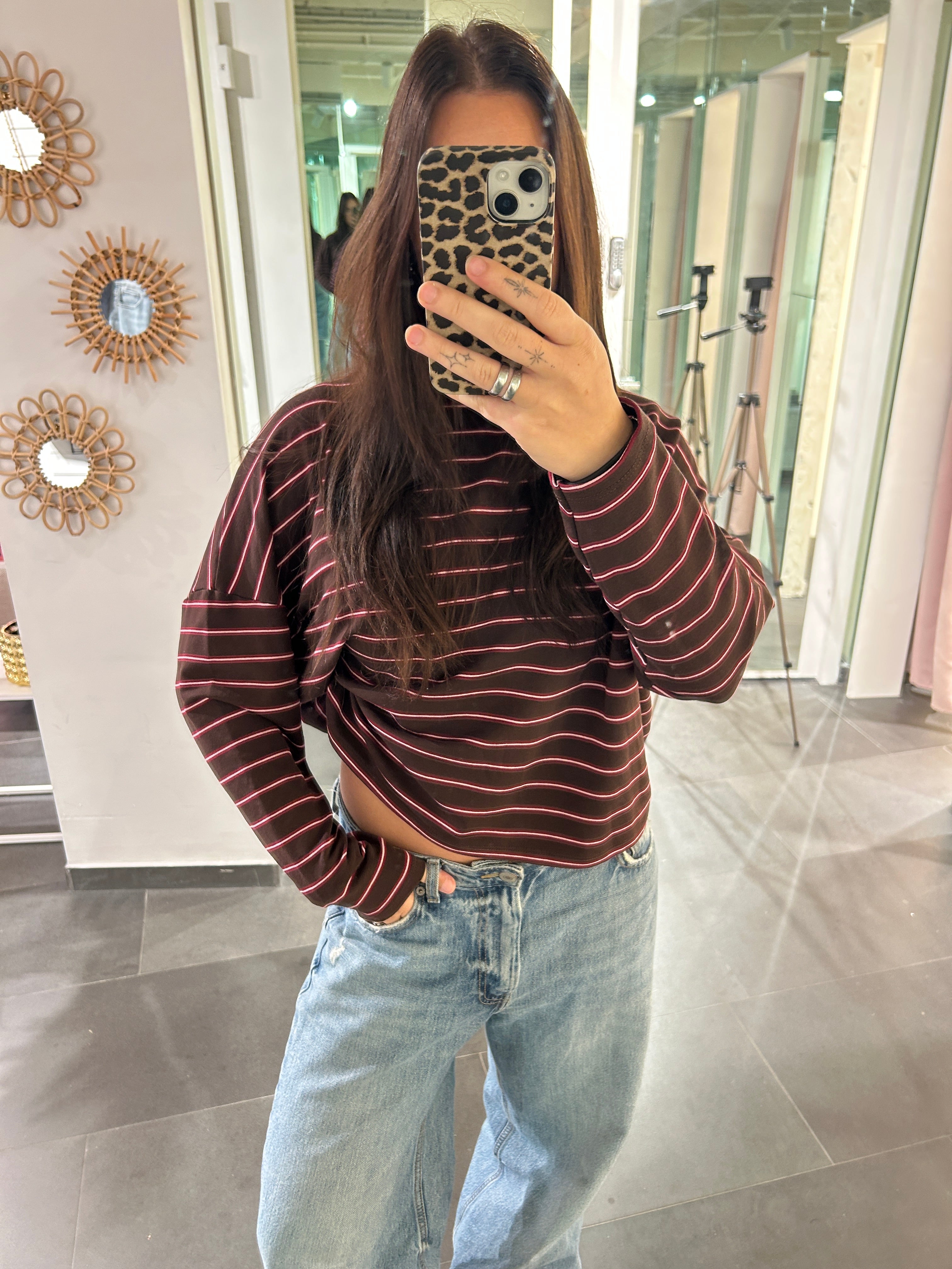 Longsleeve Striped Pink/Brown