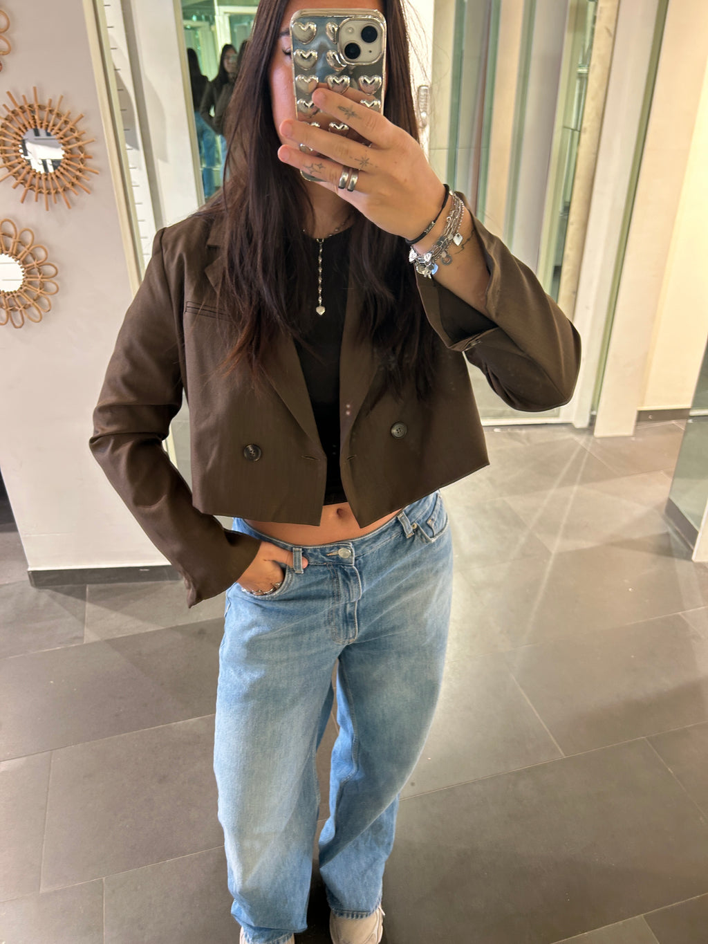 Cropped Blazer Brown