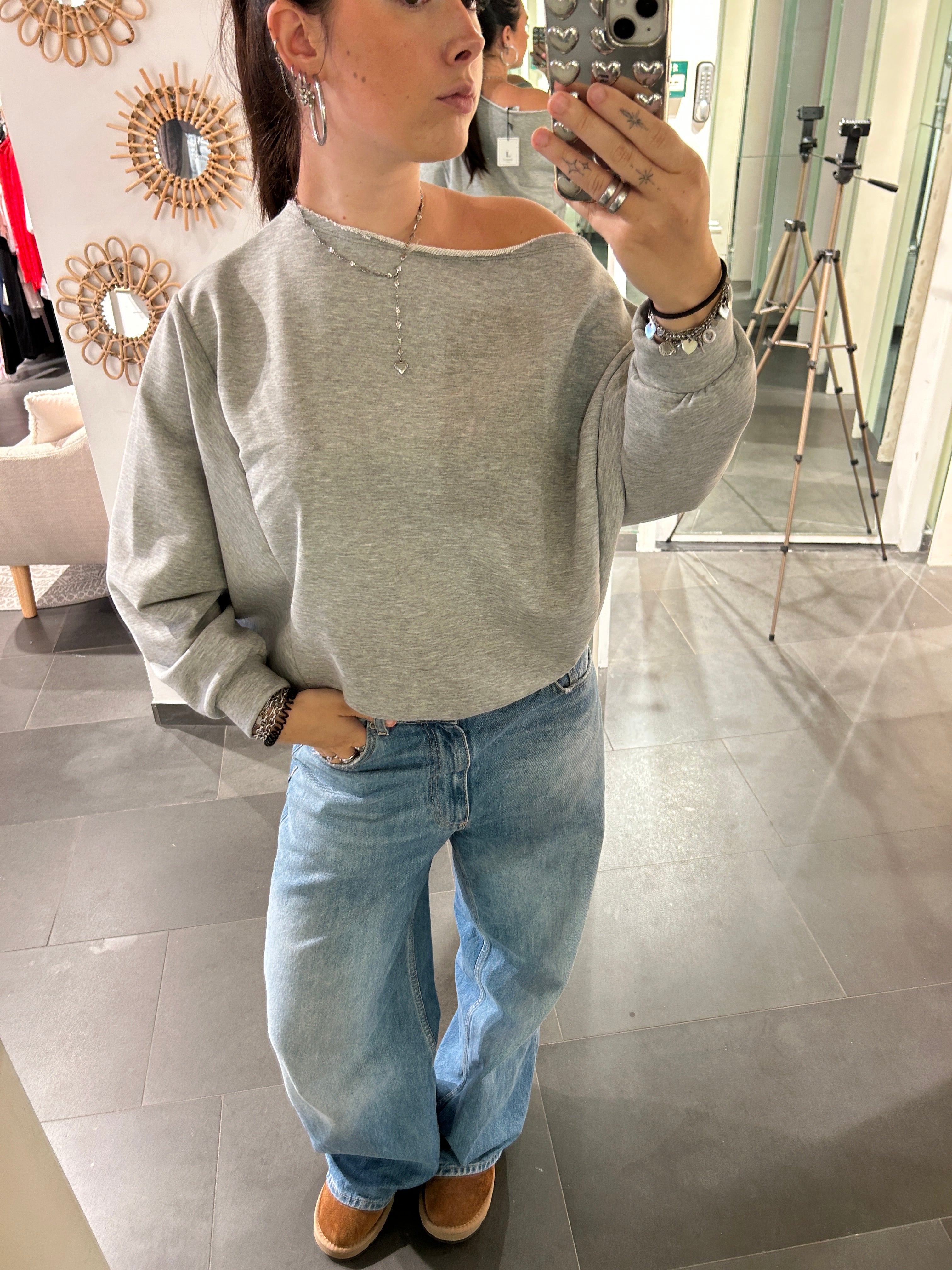 One Shoulder Sweater Grey