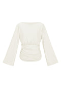 Woven Polyester Fiber Women's Long Sleeve Top Elegant Solid Color Fall/Winter