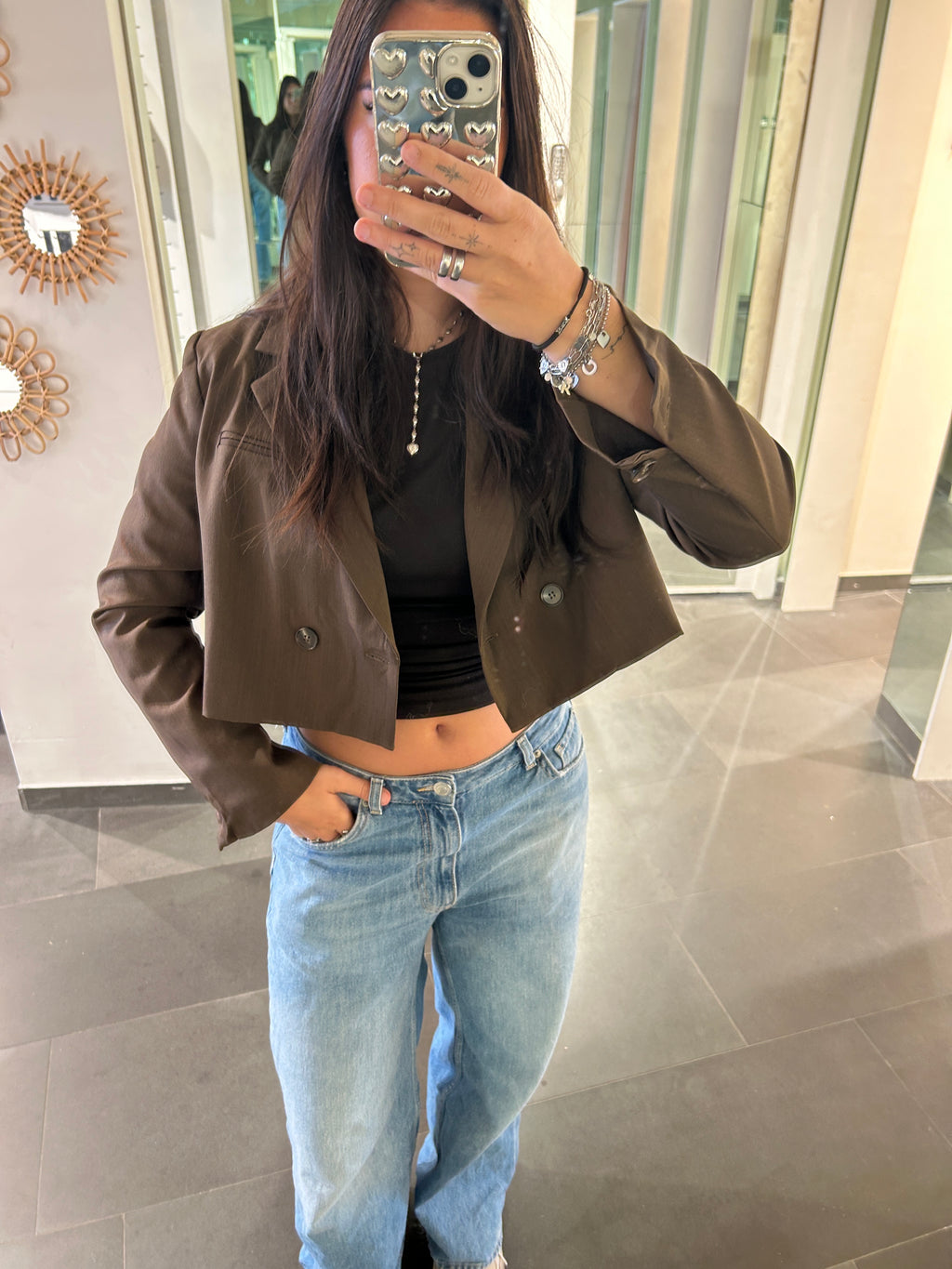 Cropped Blazer Brown