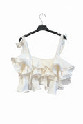 Ruffle Bow Top Beige