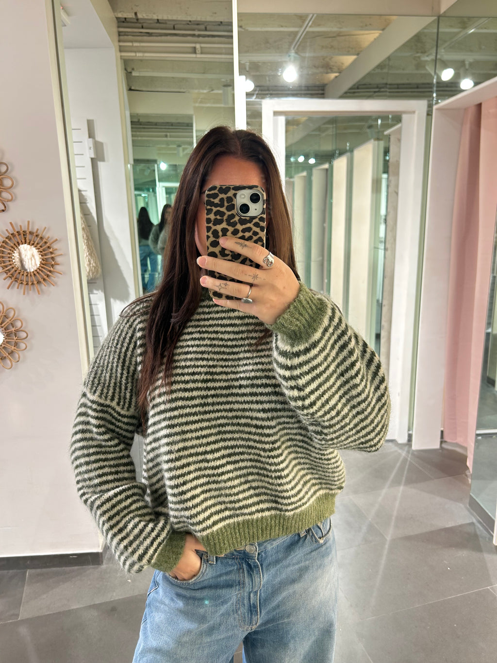 Striped Sweater White/Green