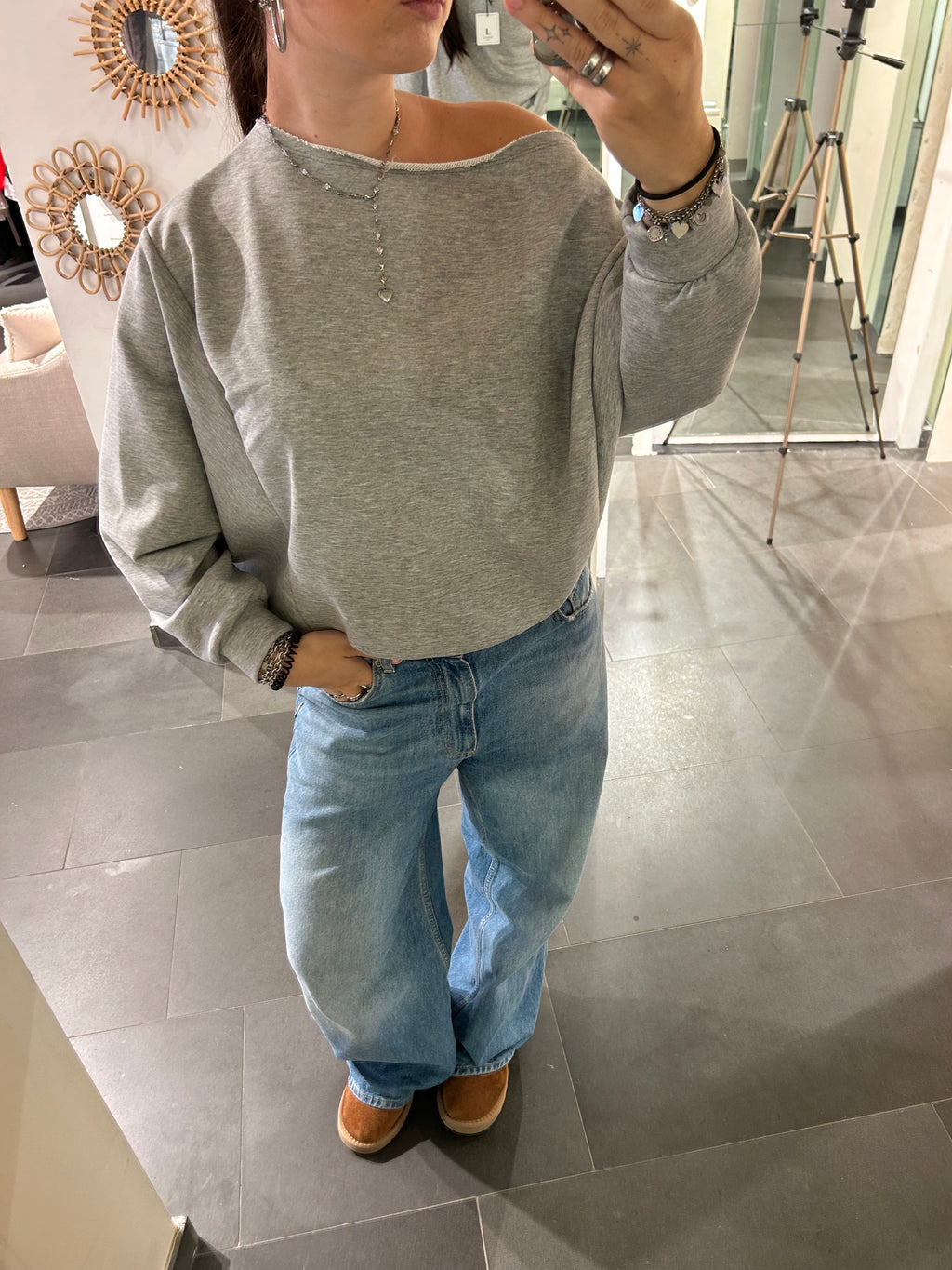 One Shoulder Sweater Grey