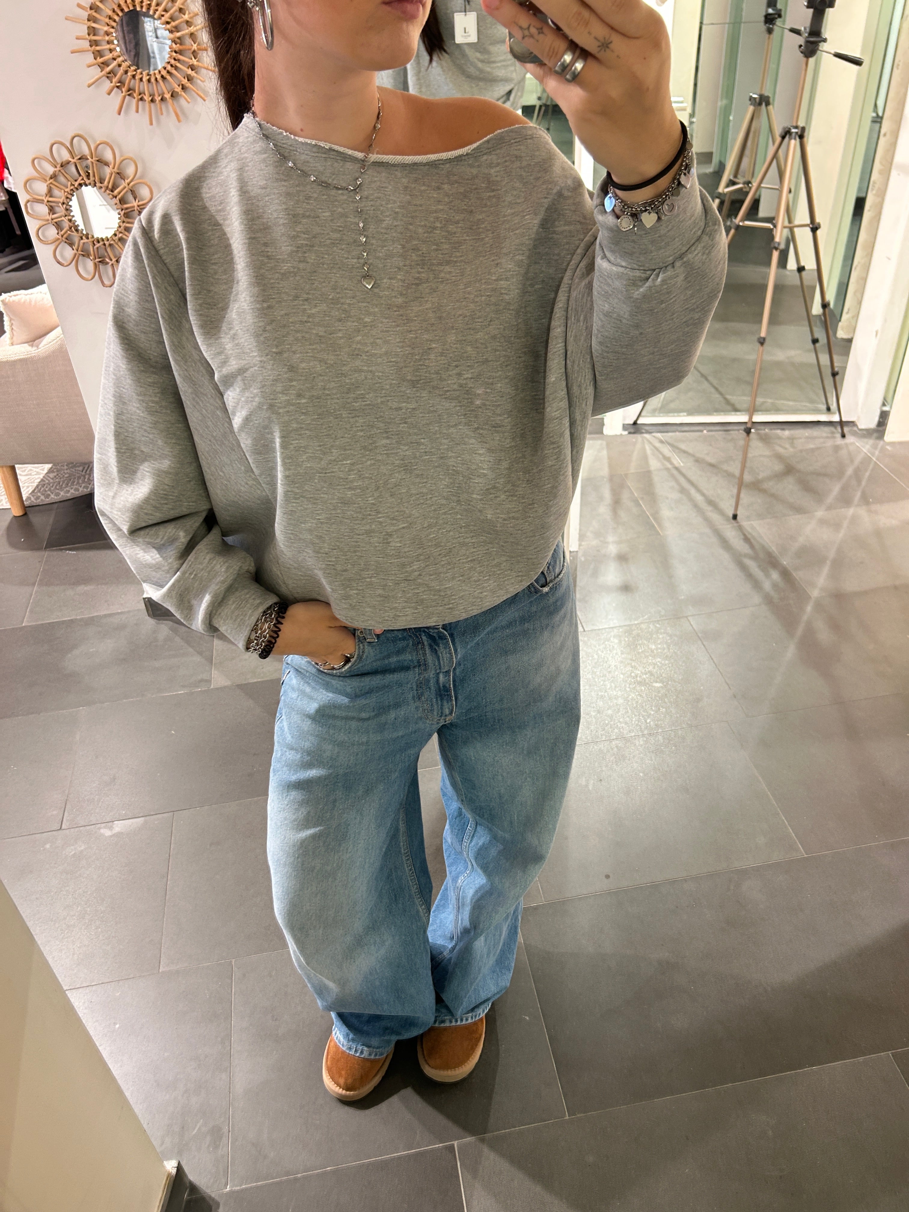 One Shoulder Sweater Grey