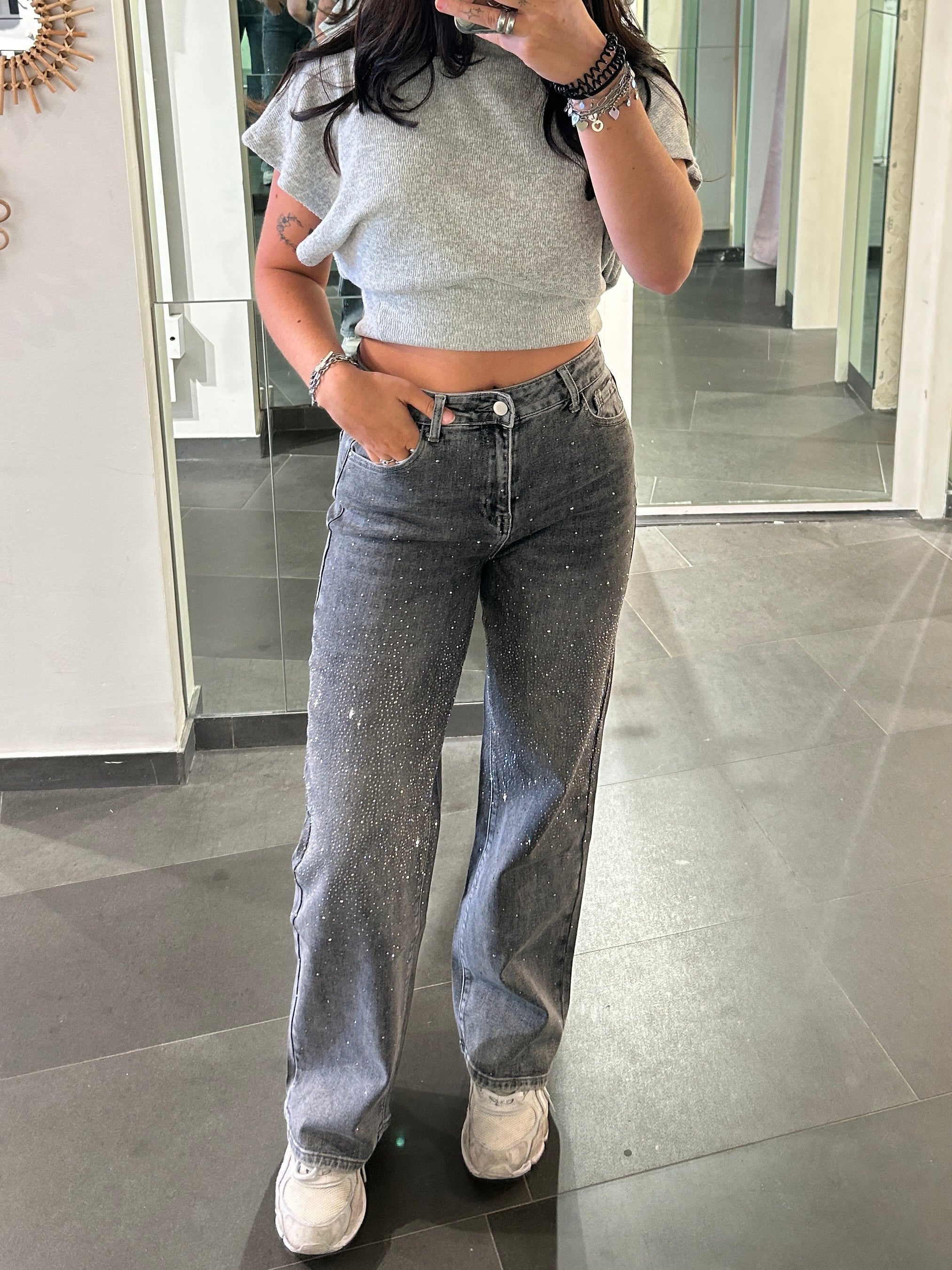 Diamond Straight Leg Jeans Grey