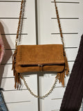 Chain Leather Stud Bag Camel