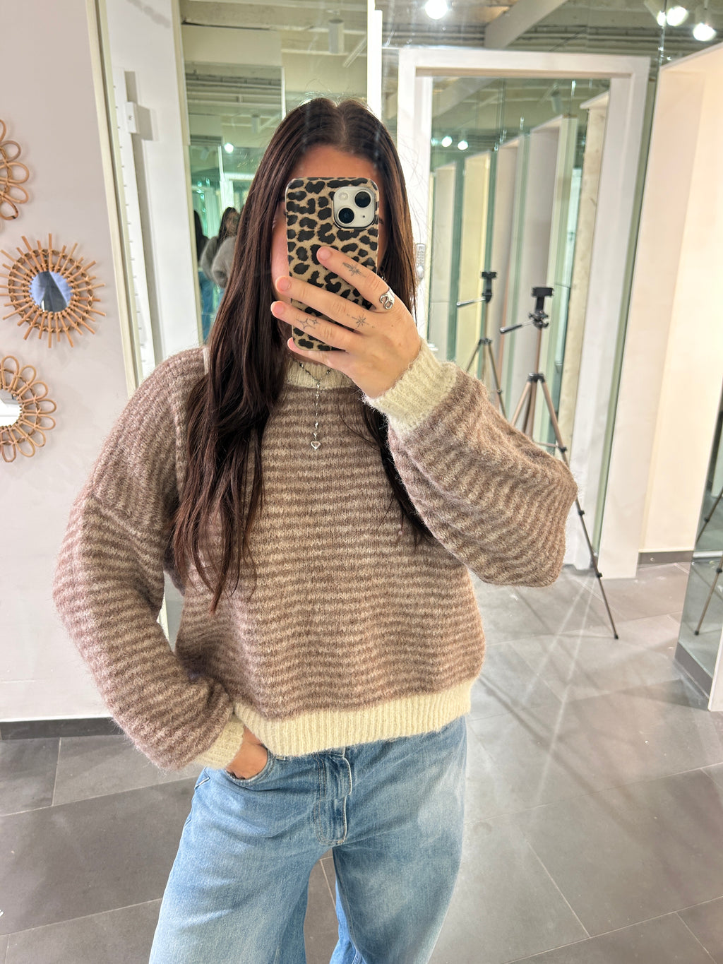 Striped Sweater Beige/Brown