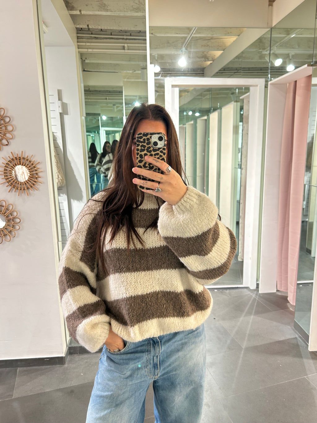 Classy Sweater Striped Taupe/Beige