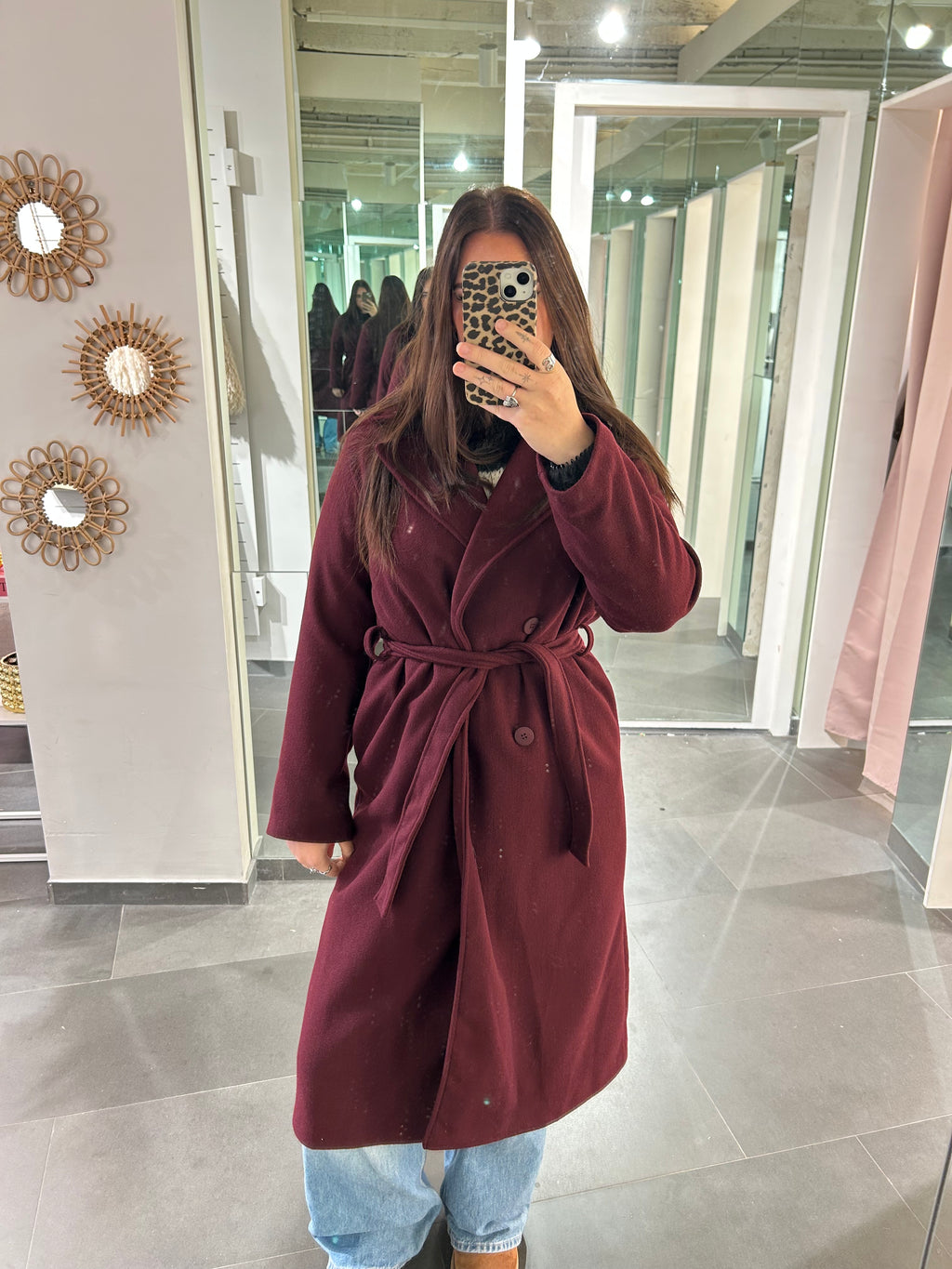 Long Trench Coat Burgundy
