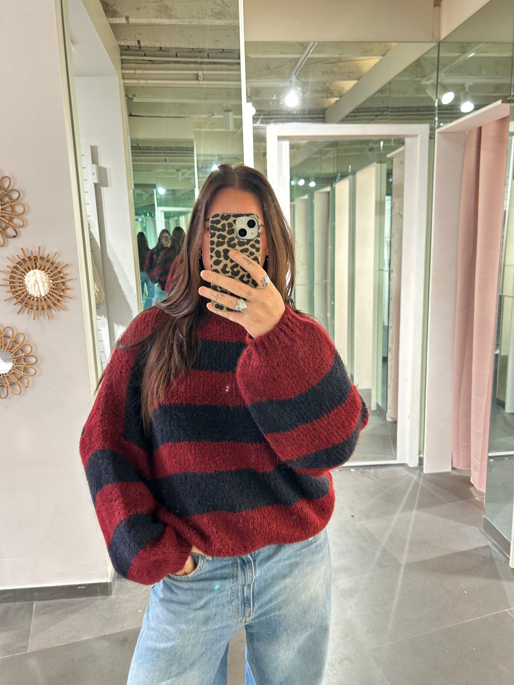 Classy Sweater Striped Burgundy/Navy