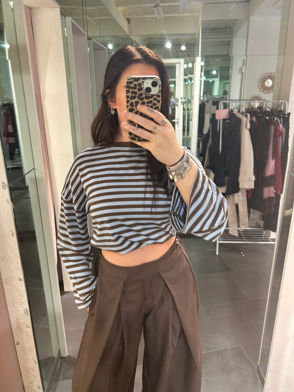 Giorgia Striped Top Brown/Blue