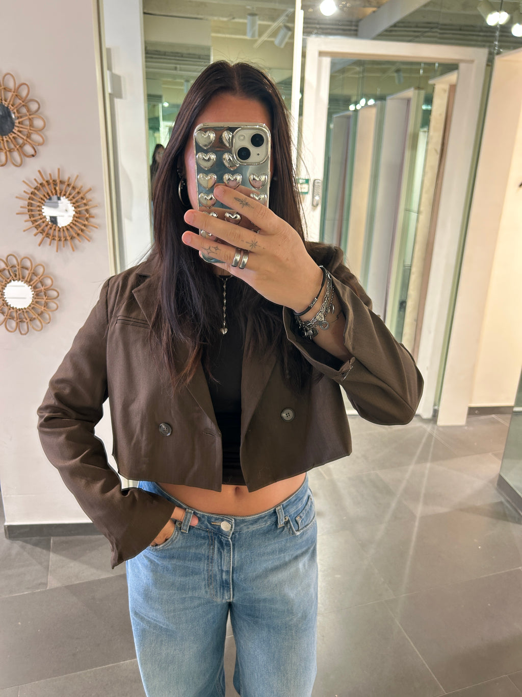Cropped Blazer Brown