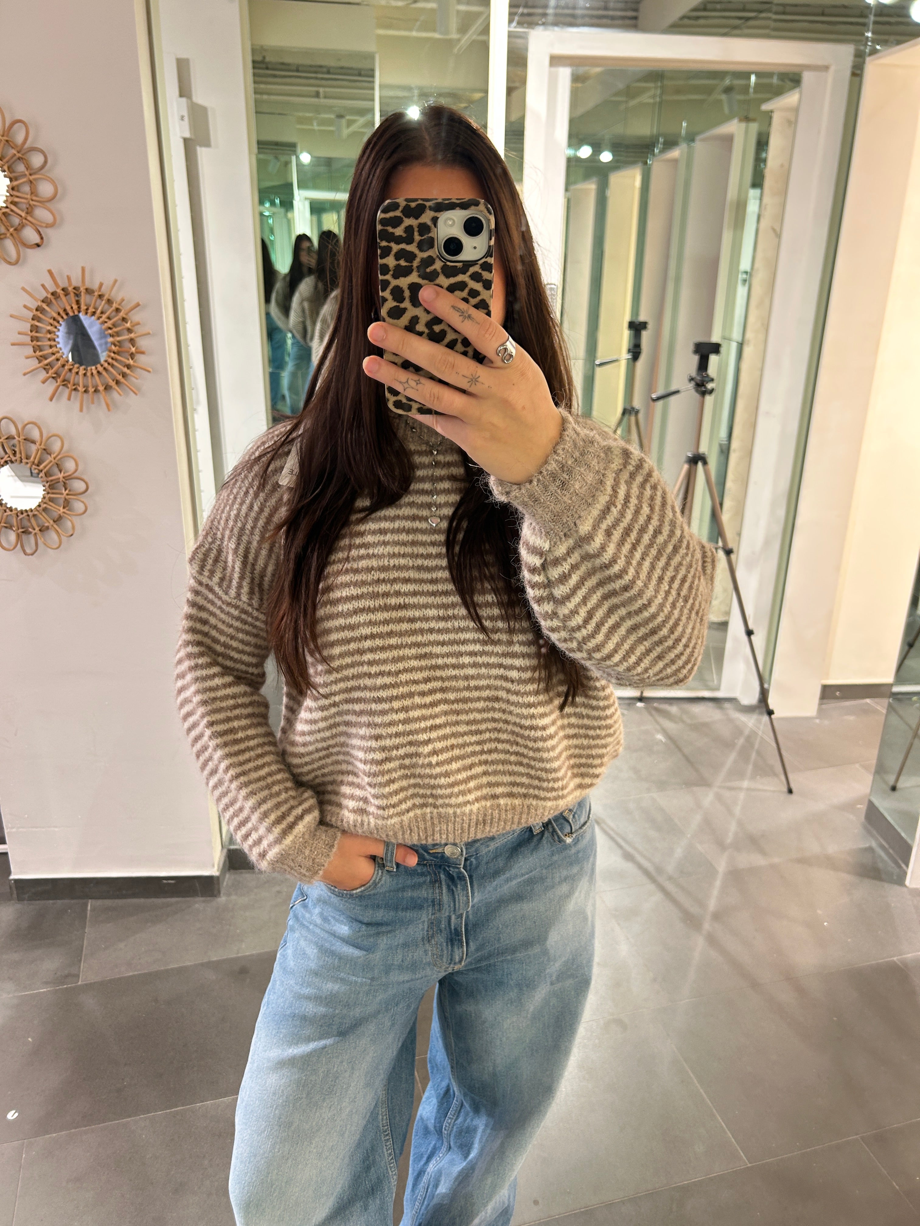 Striped Sweater Taupe