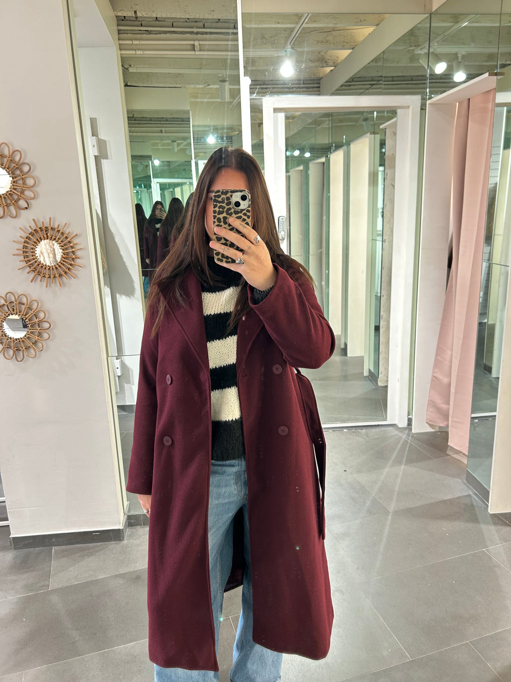 Long Trench Coat Burgundy
