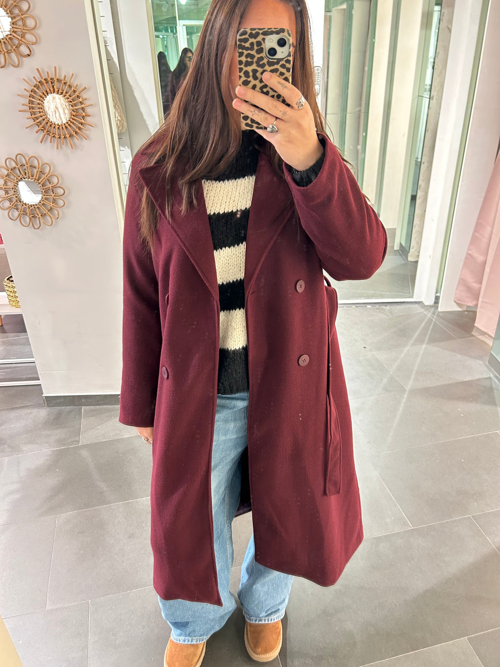 Long Trench Coat Burgundy