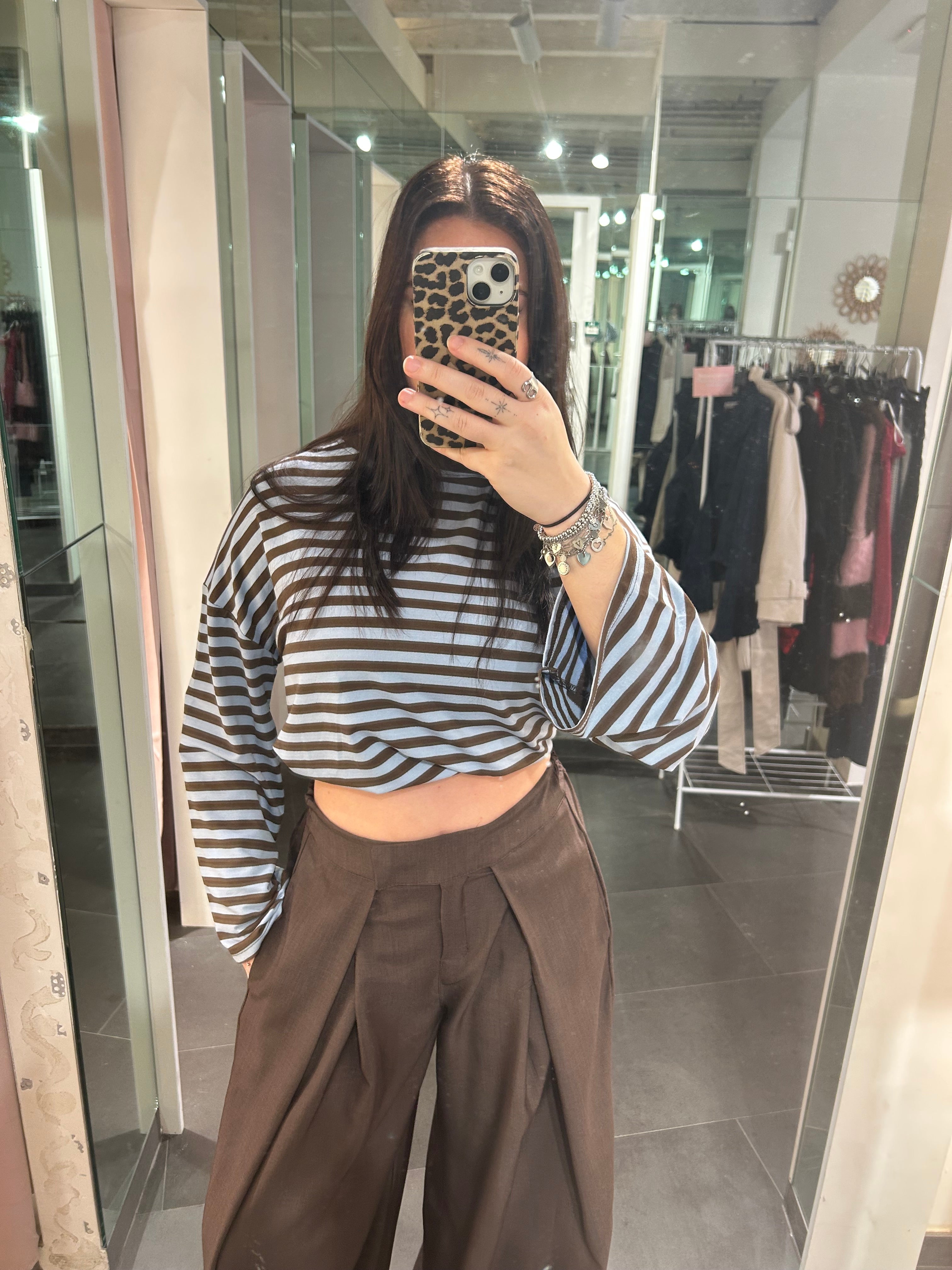 Giorgia Striped Top Brown/Blue