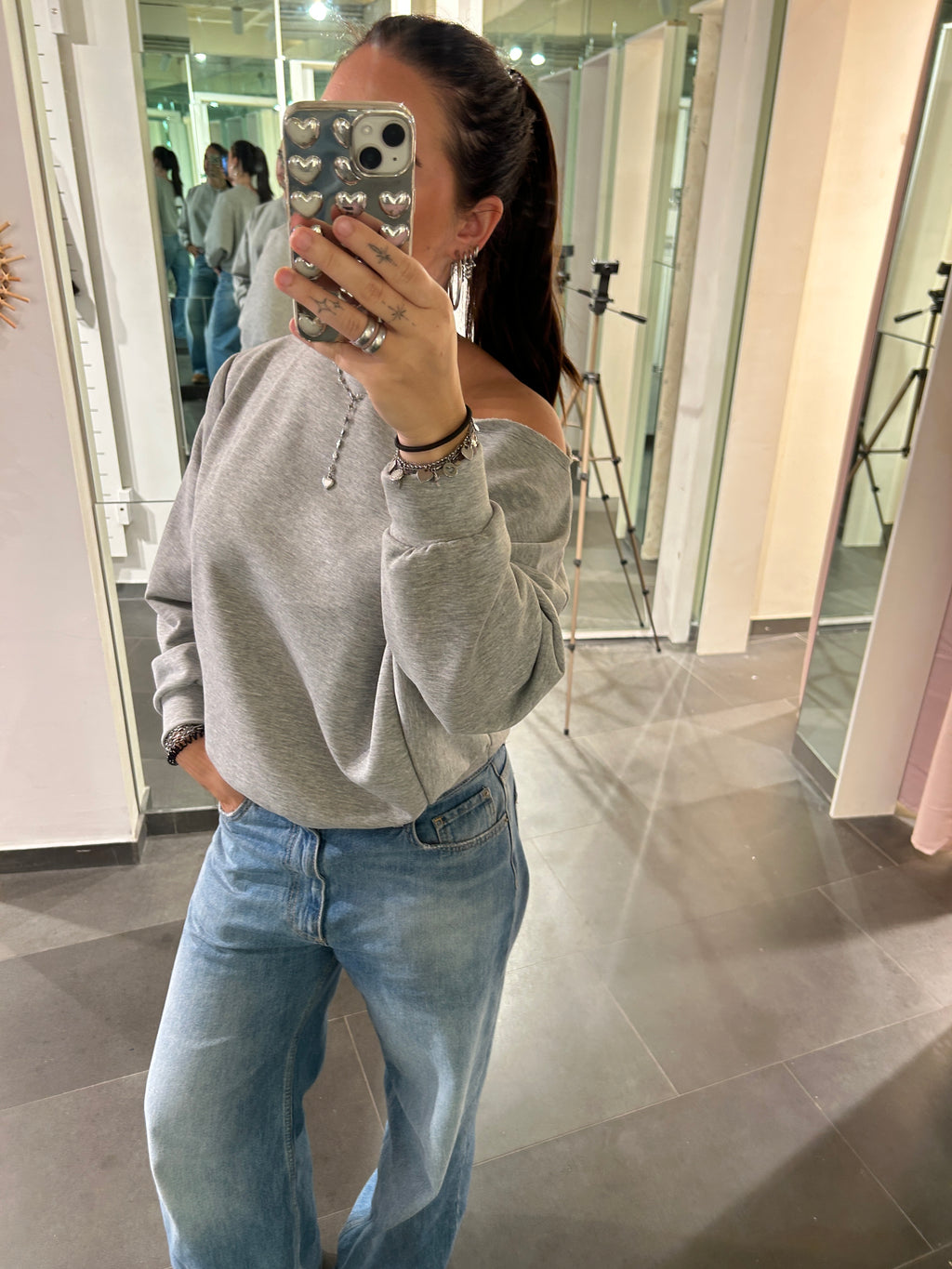 One Shoulder Sweater Grey