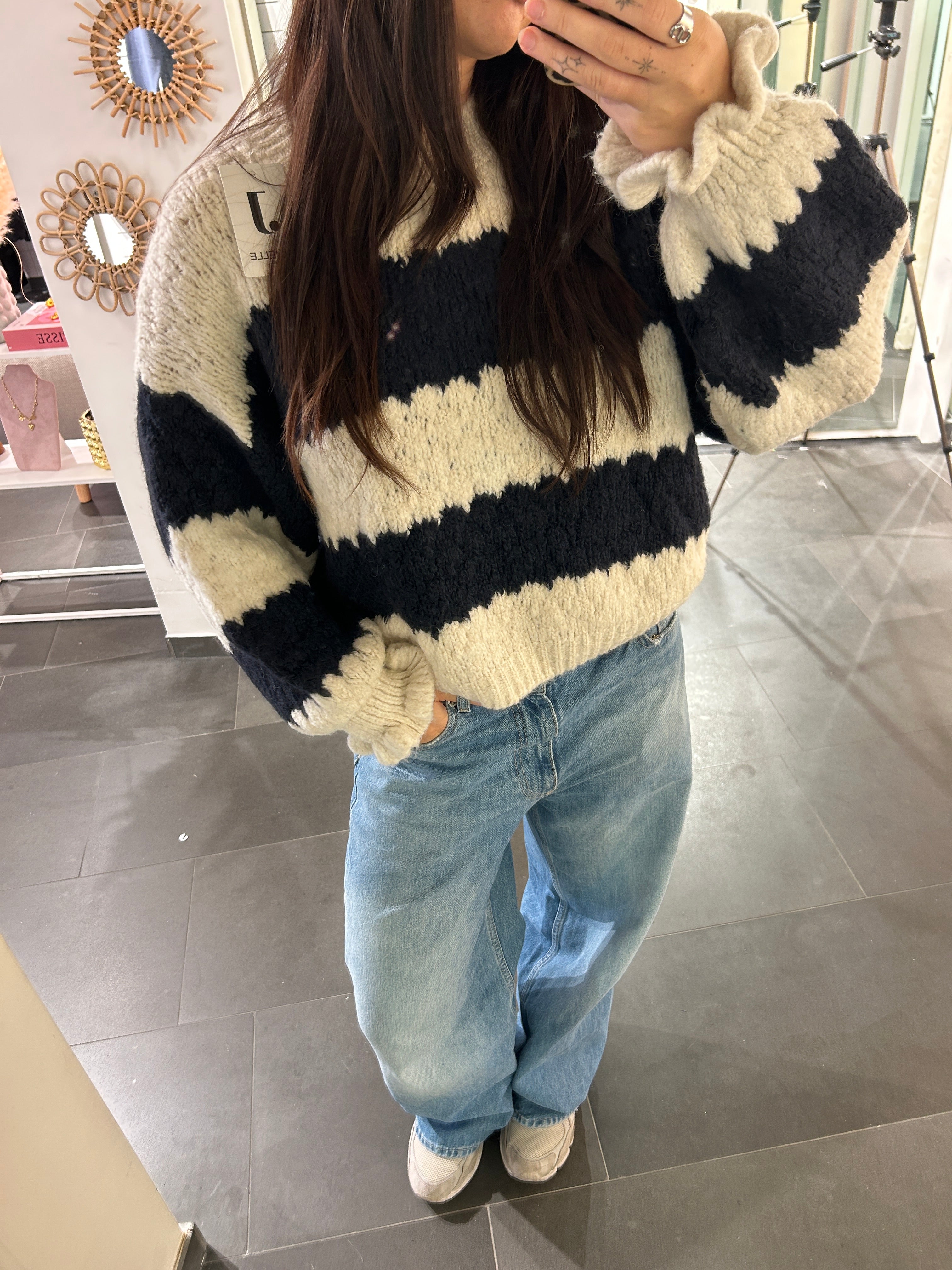 Noor Striped Sweater Blue/Beige
