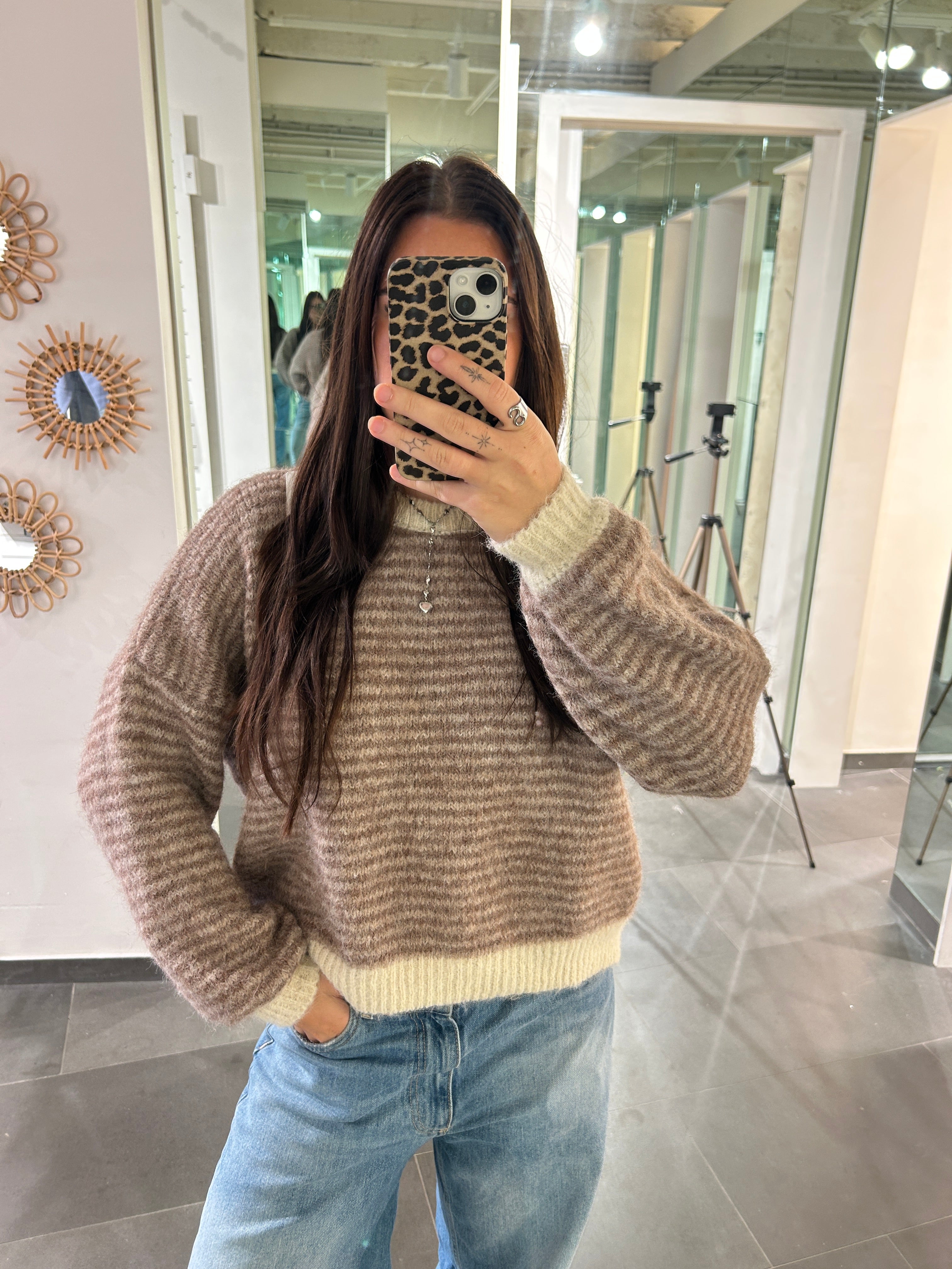 Striped Sweater Beige/Brown