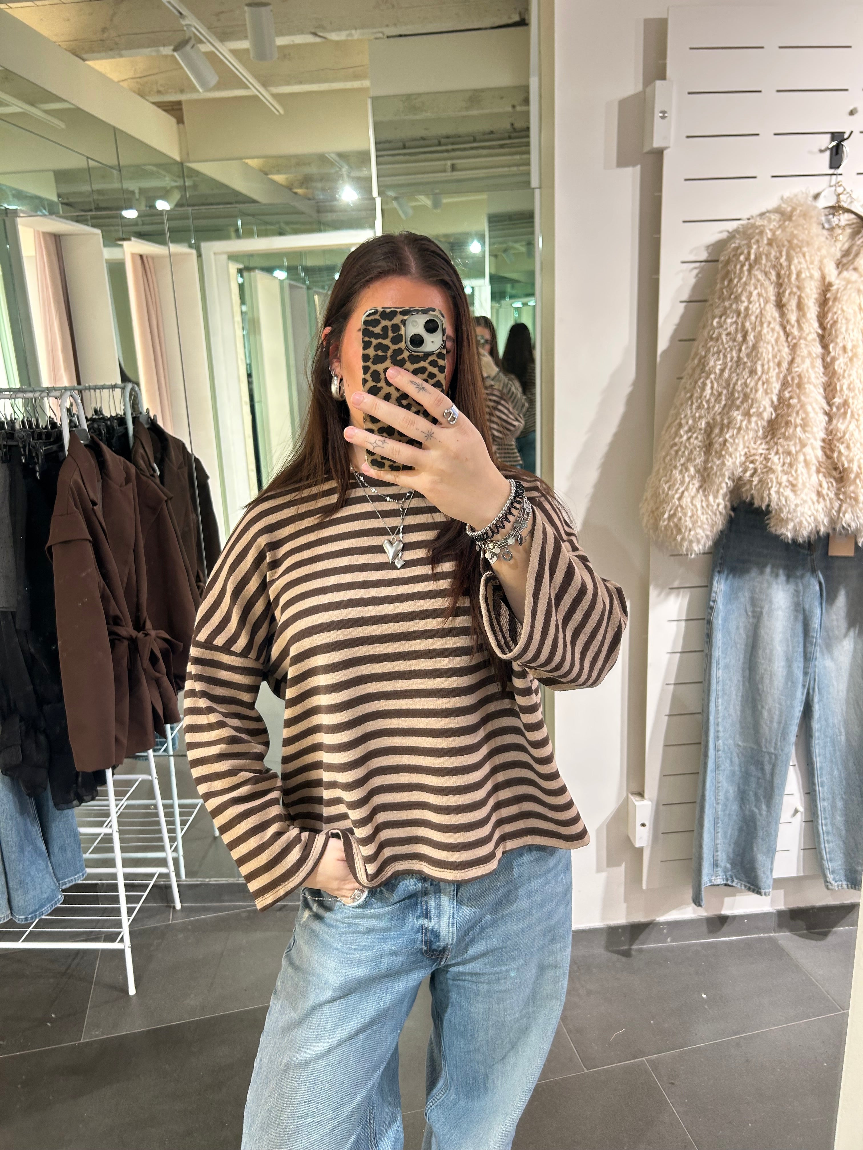 Longsleeve Striped Shirt Brown/Camel