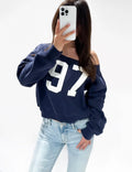 97 Off Shoulder Sweater Navy