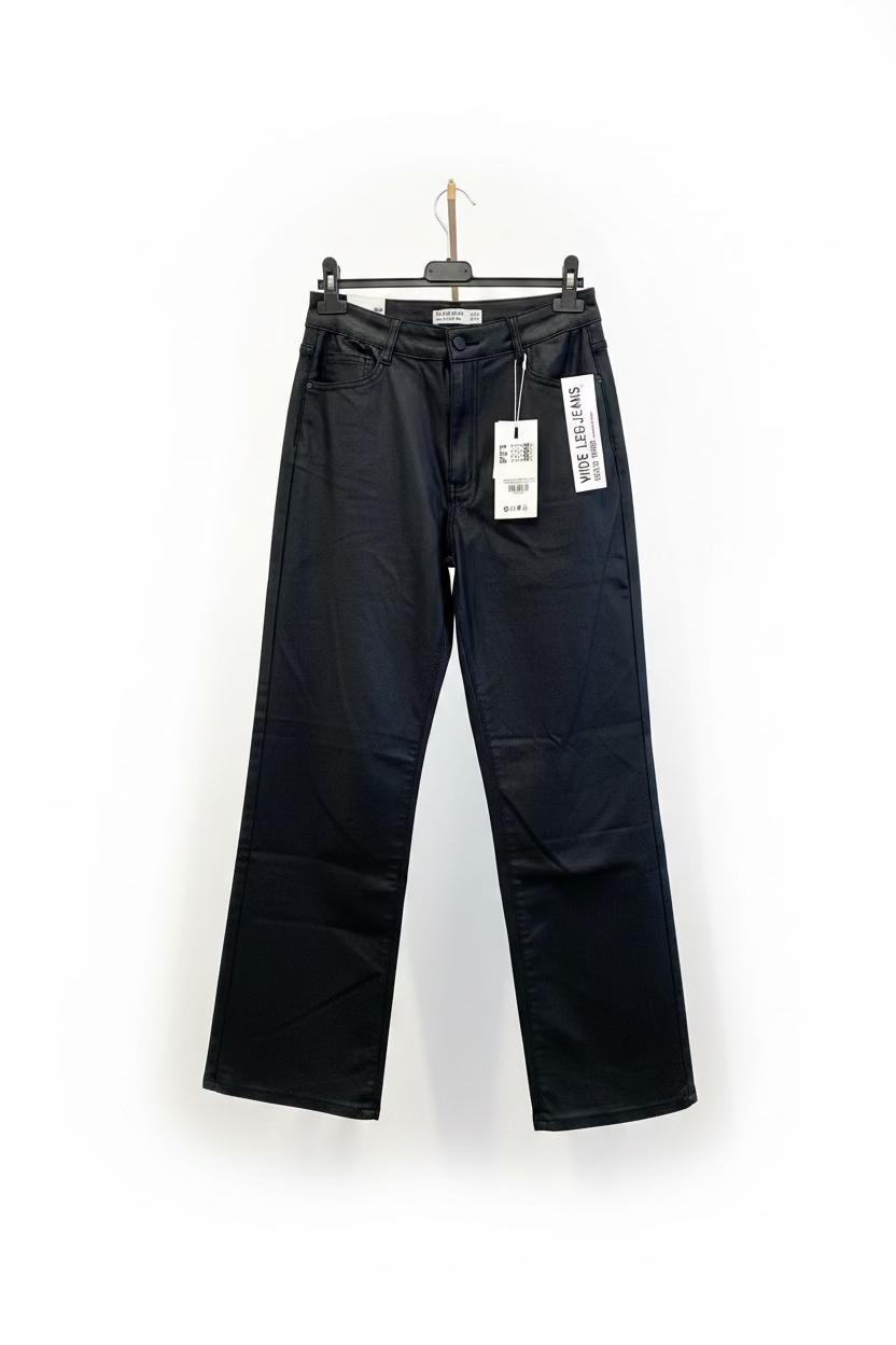 Leather Wide Leg Jeans (40-L)