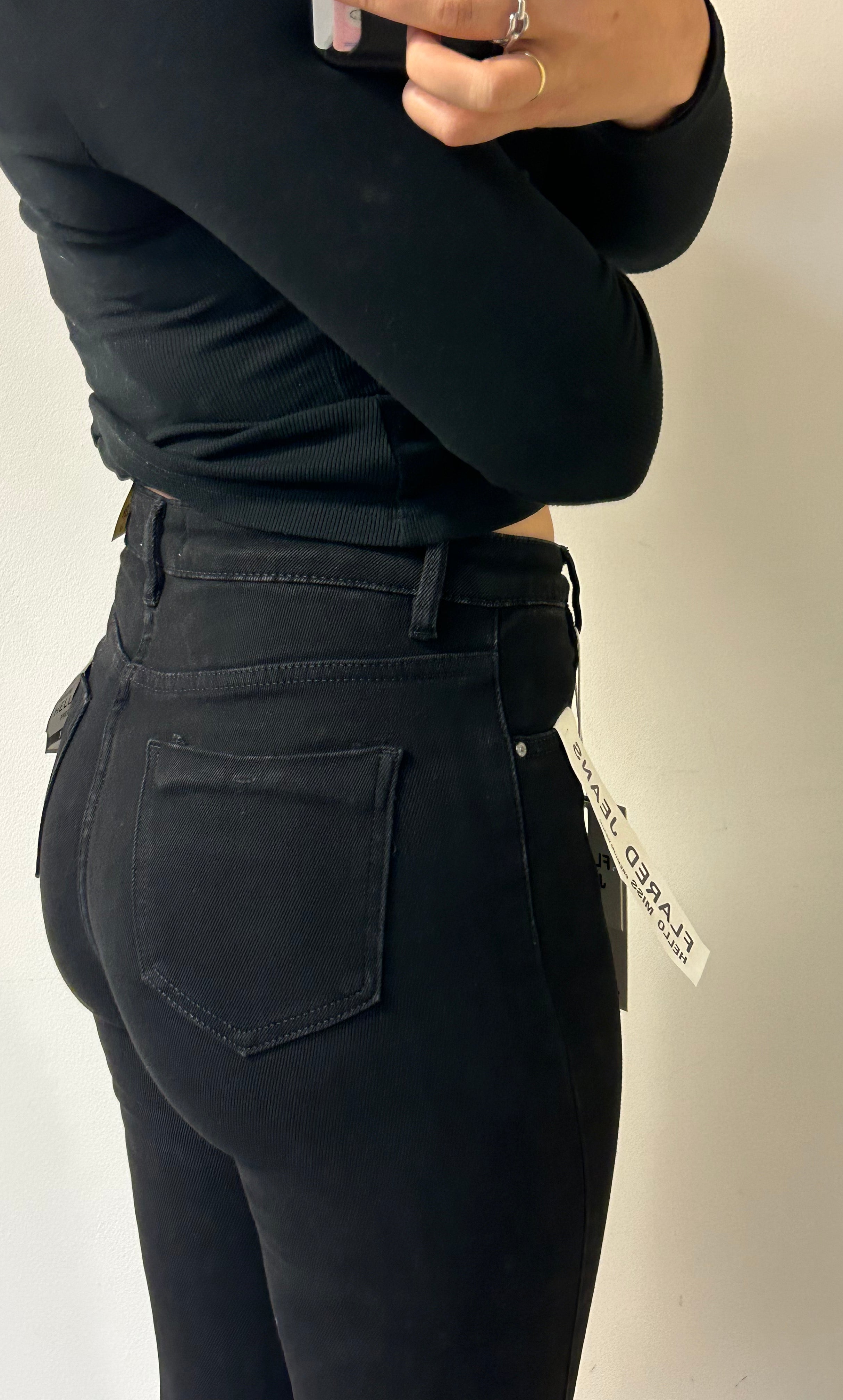 Denim flared jeans black -