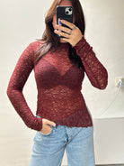 Assymetric Lace Top Burgundy - My Favourites