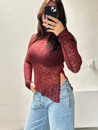 Assymetric Lace Top Burgundy - My Favourites